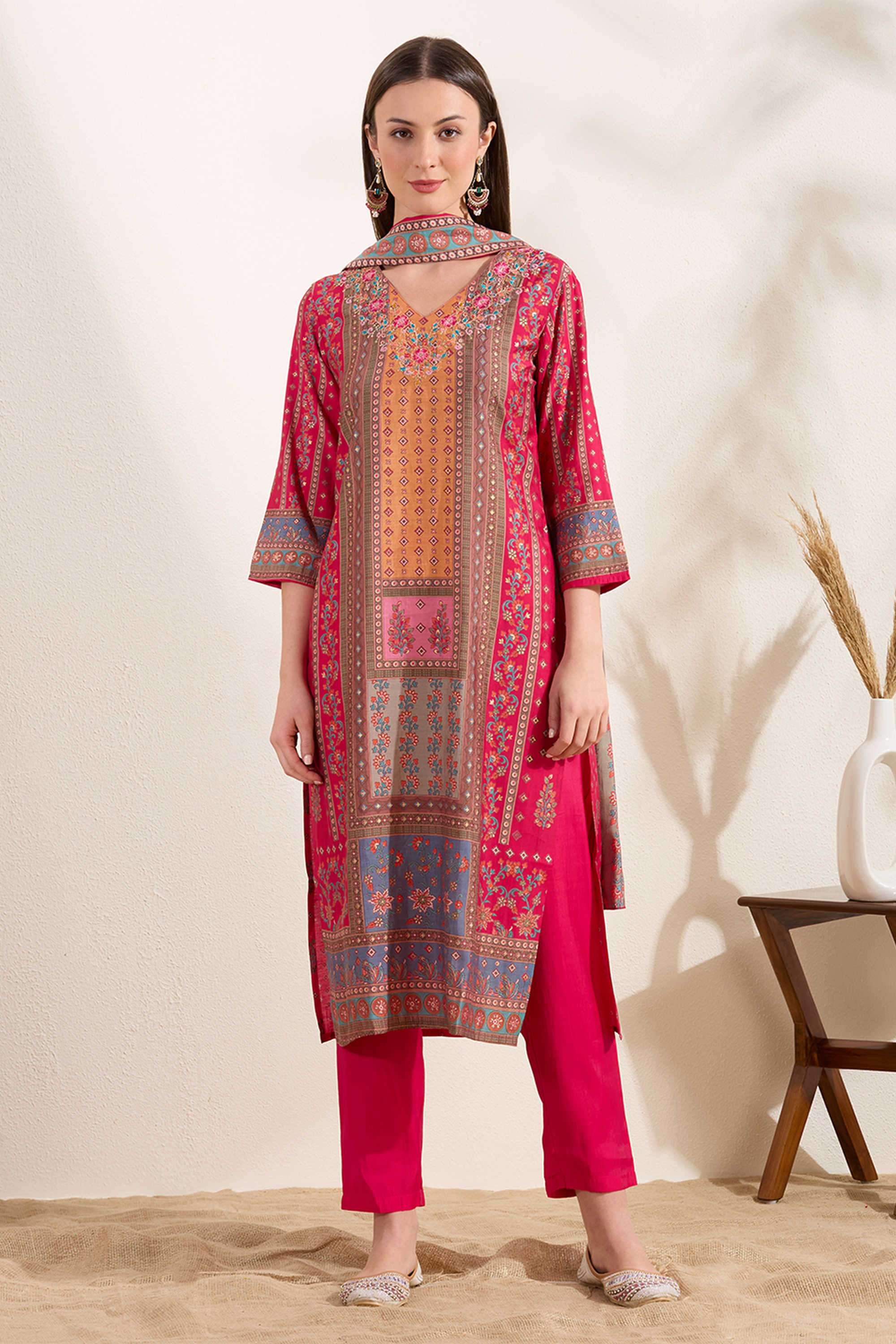 Printed-Blended-Fabric-Women-s-Casual-Wear-Suit