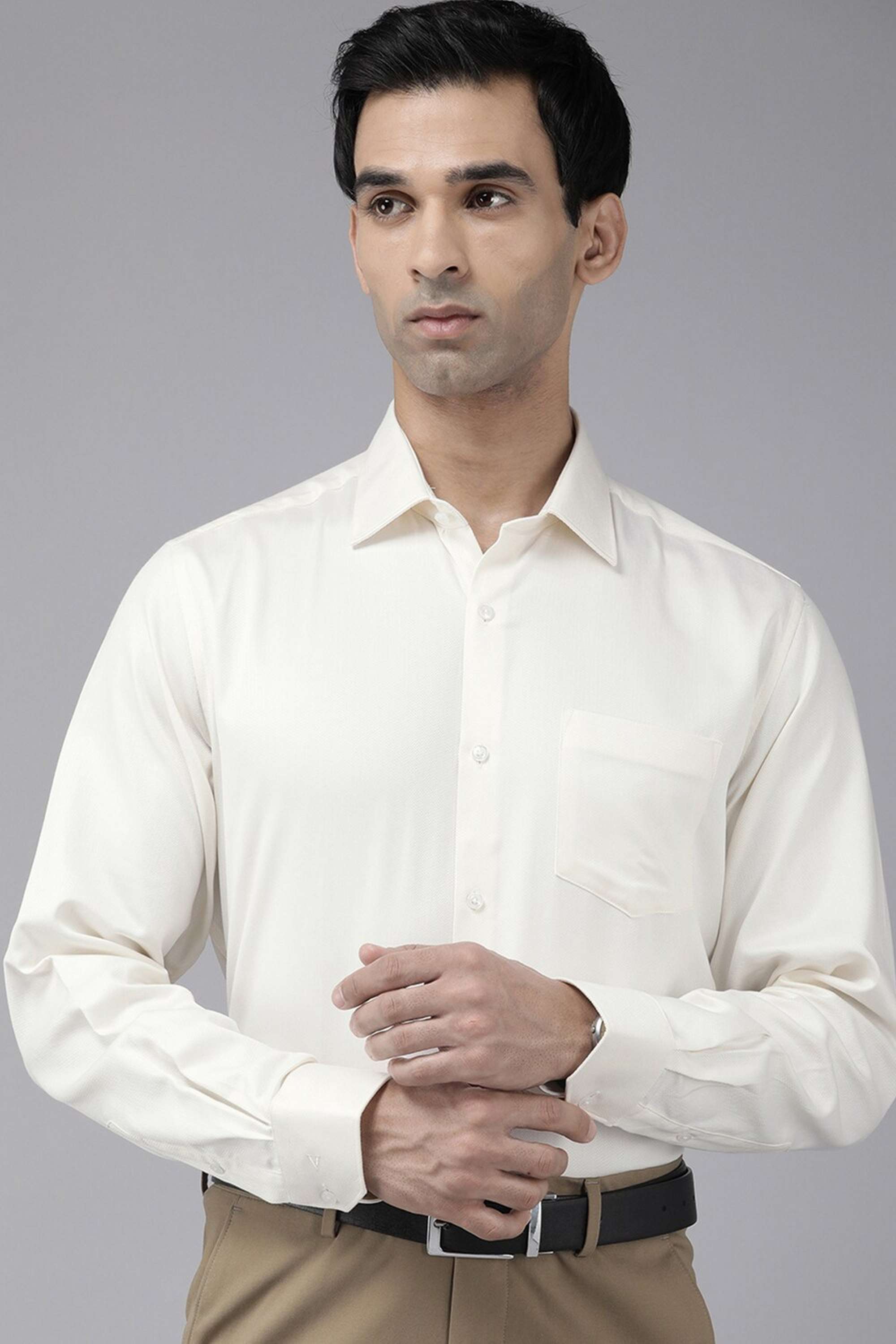Solid-Collared-Cotton-Men-Formal-Wear-Shirt