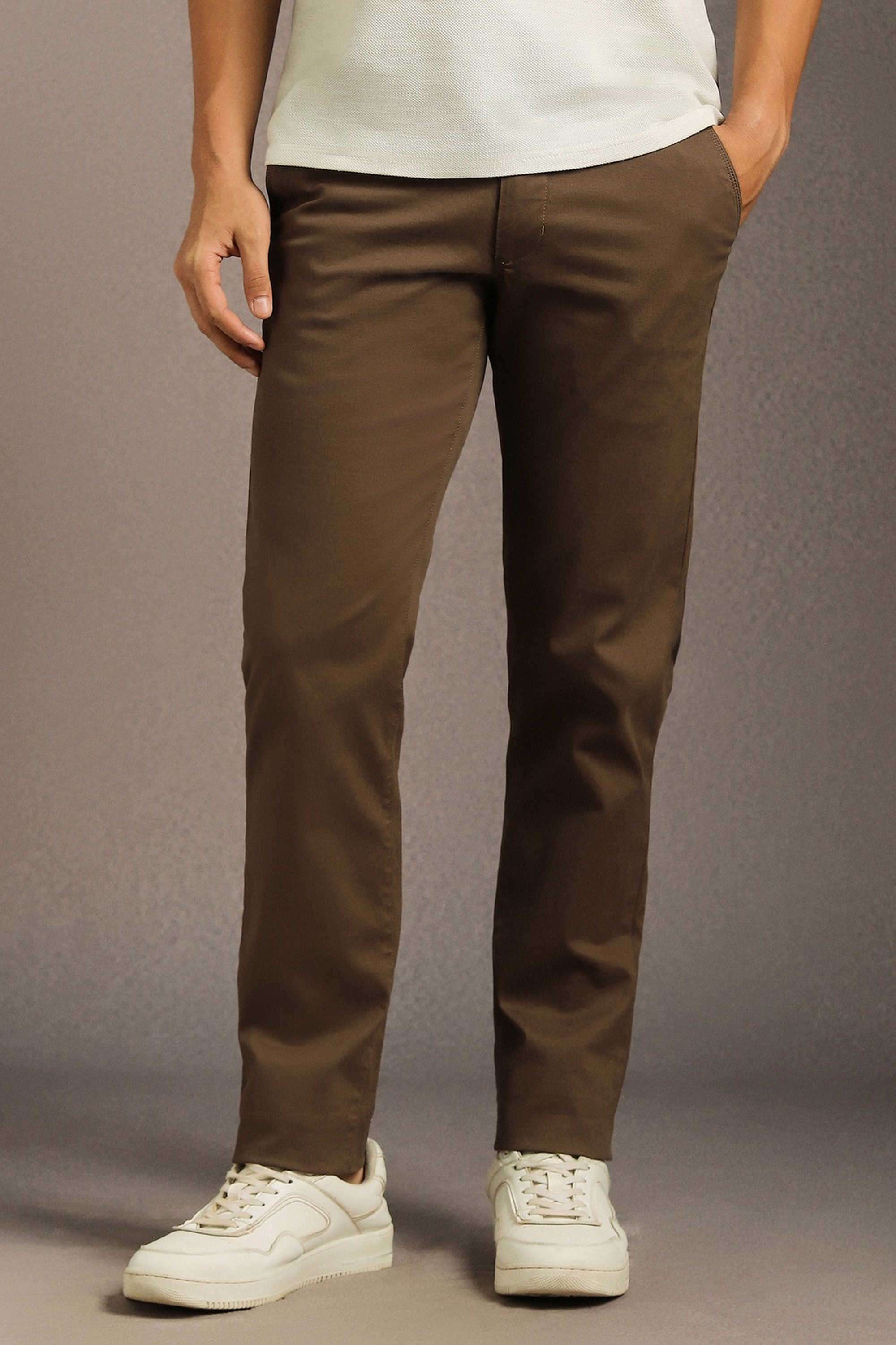Solid-Cotton-Blend-Tapered-Fit-Men-Casual-Wear-Trouser