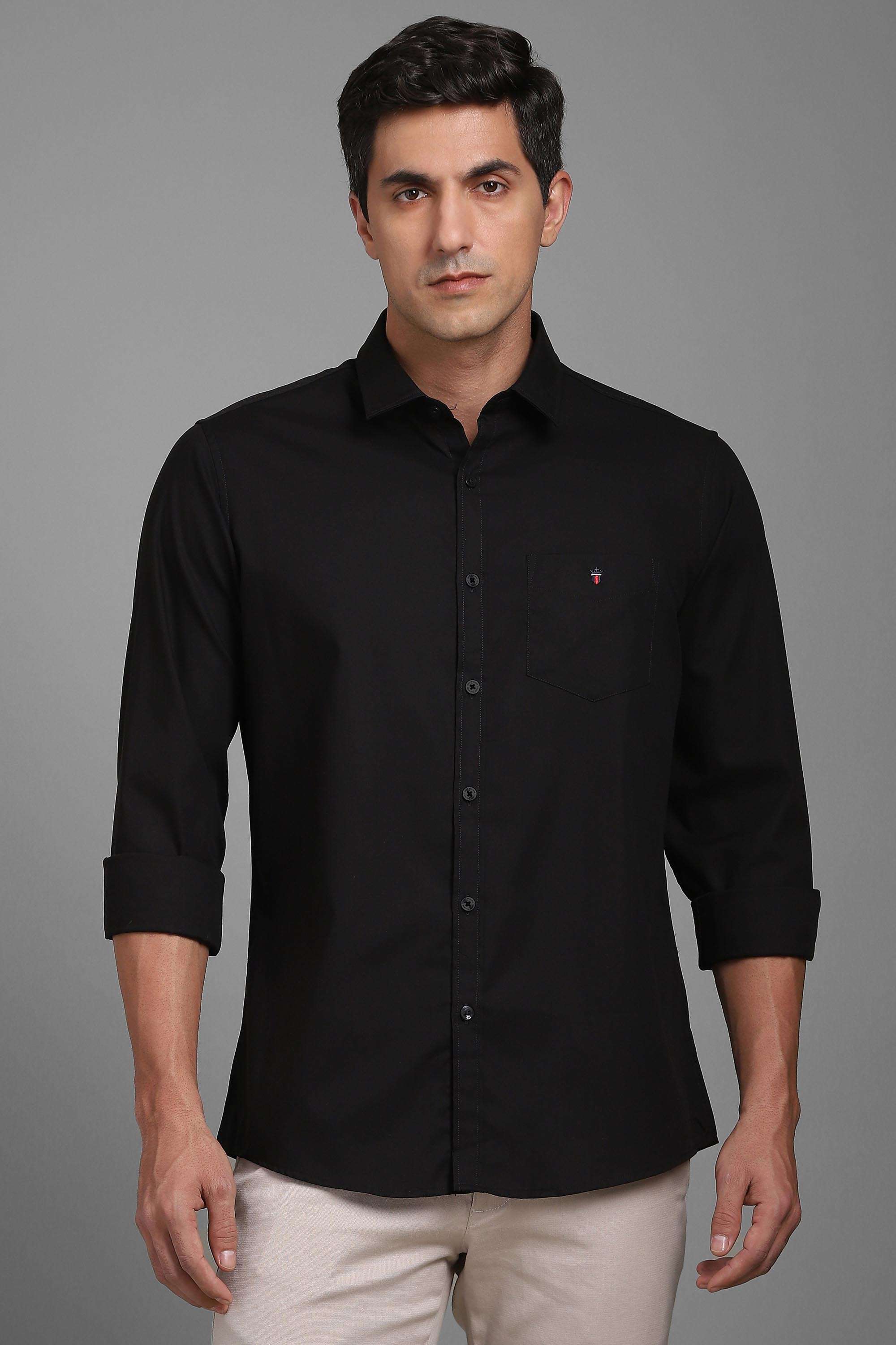 Solid-Cotton-Slim-Fit-Men-Casual-Shirt