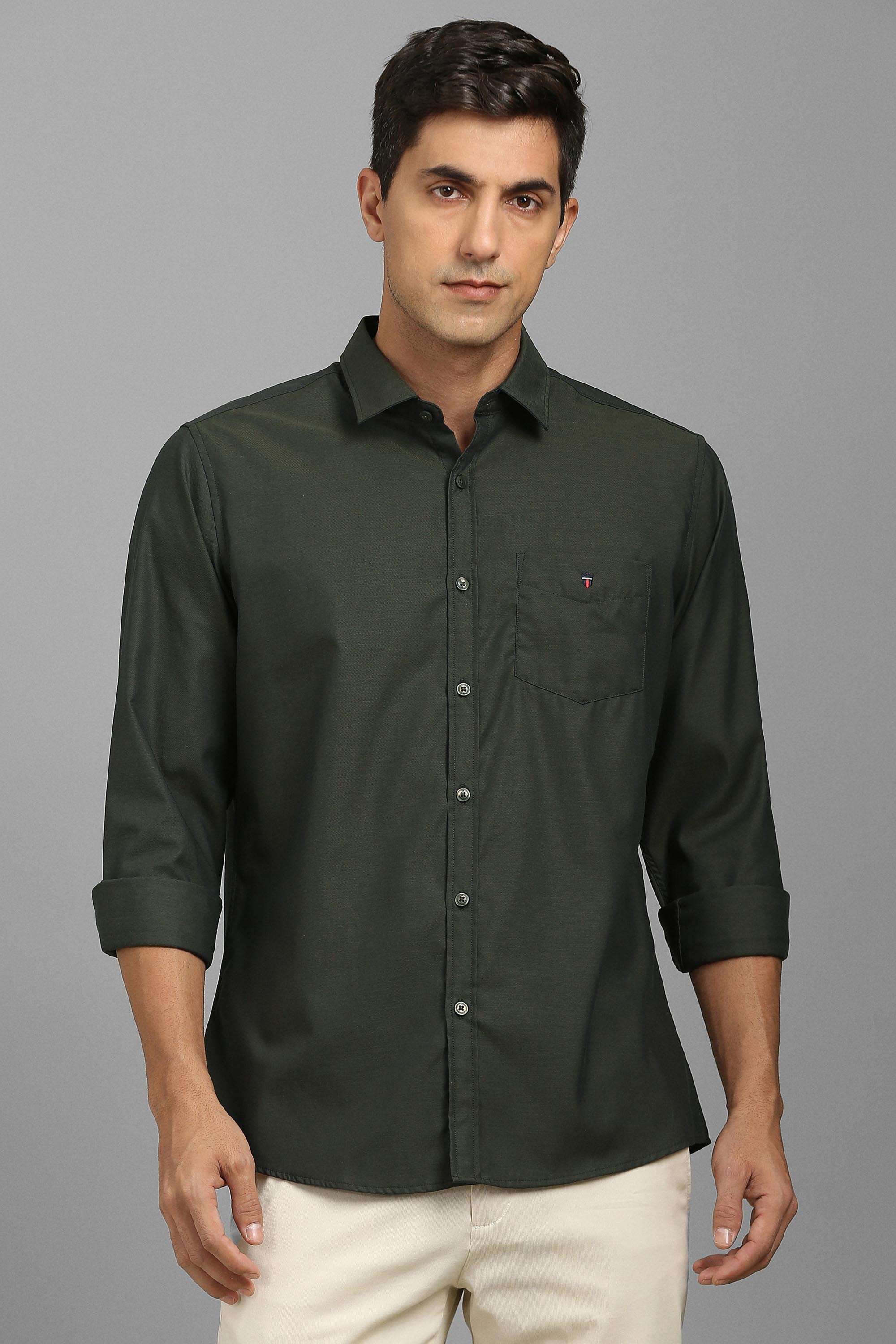 Solid-Cotton-Slim-Fit-Men-Casual-Shirt