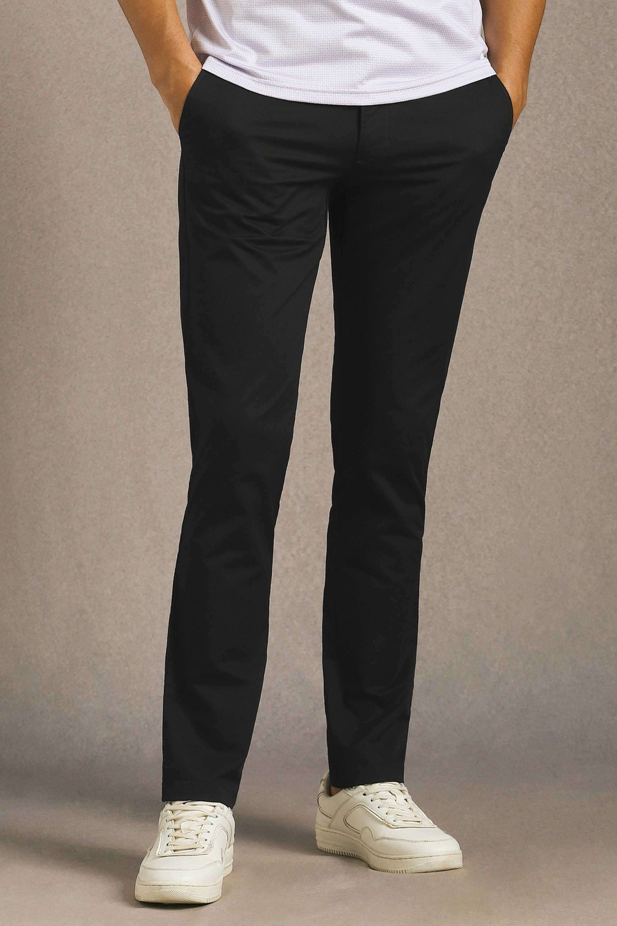 Solid-Cotton-Blend-Tapered-Fit-Men-Casual-Wear-Trouser