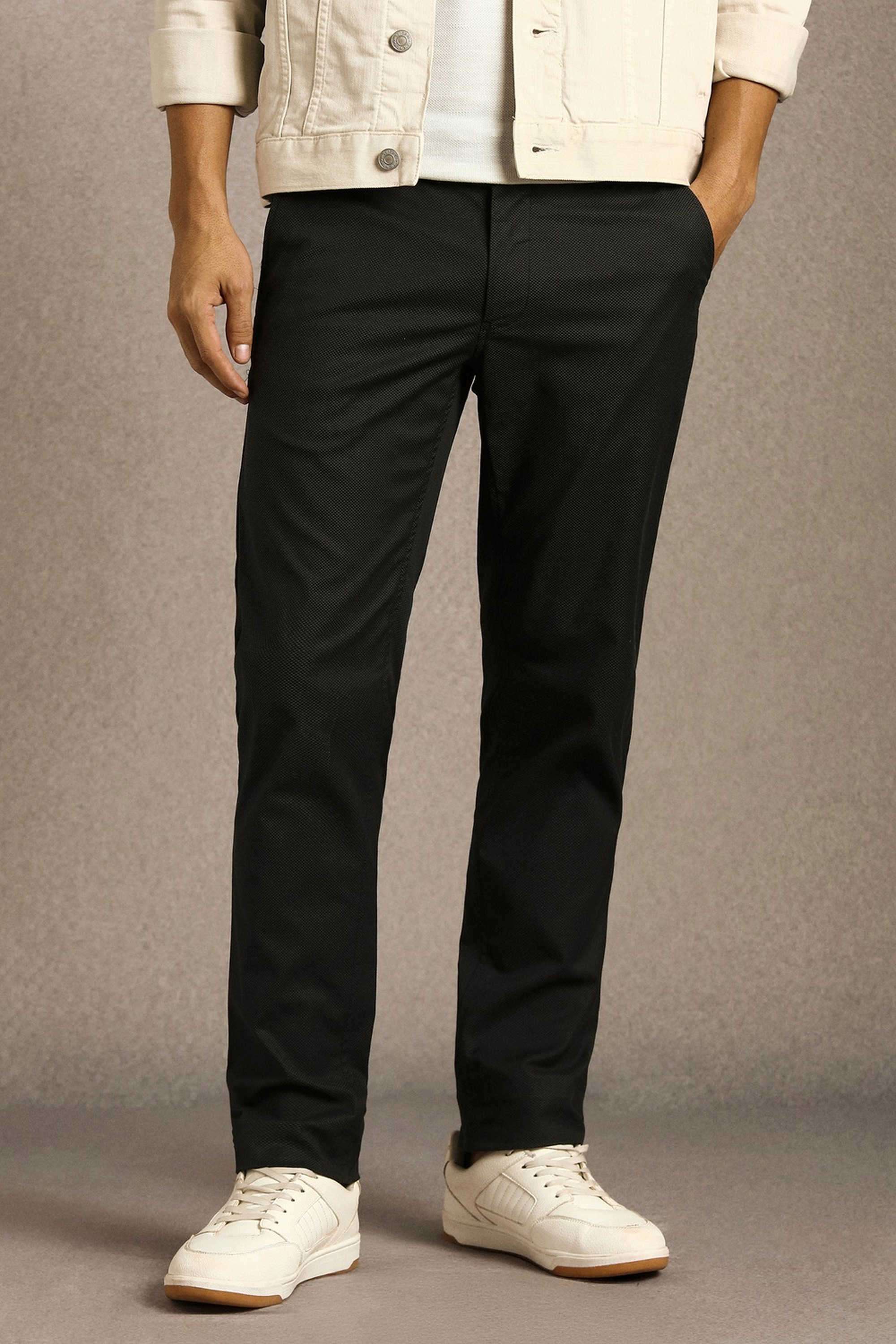 Textured-Cotton-Blend-Tapered-Fit-Men-Casual-Wear-Trouser