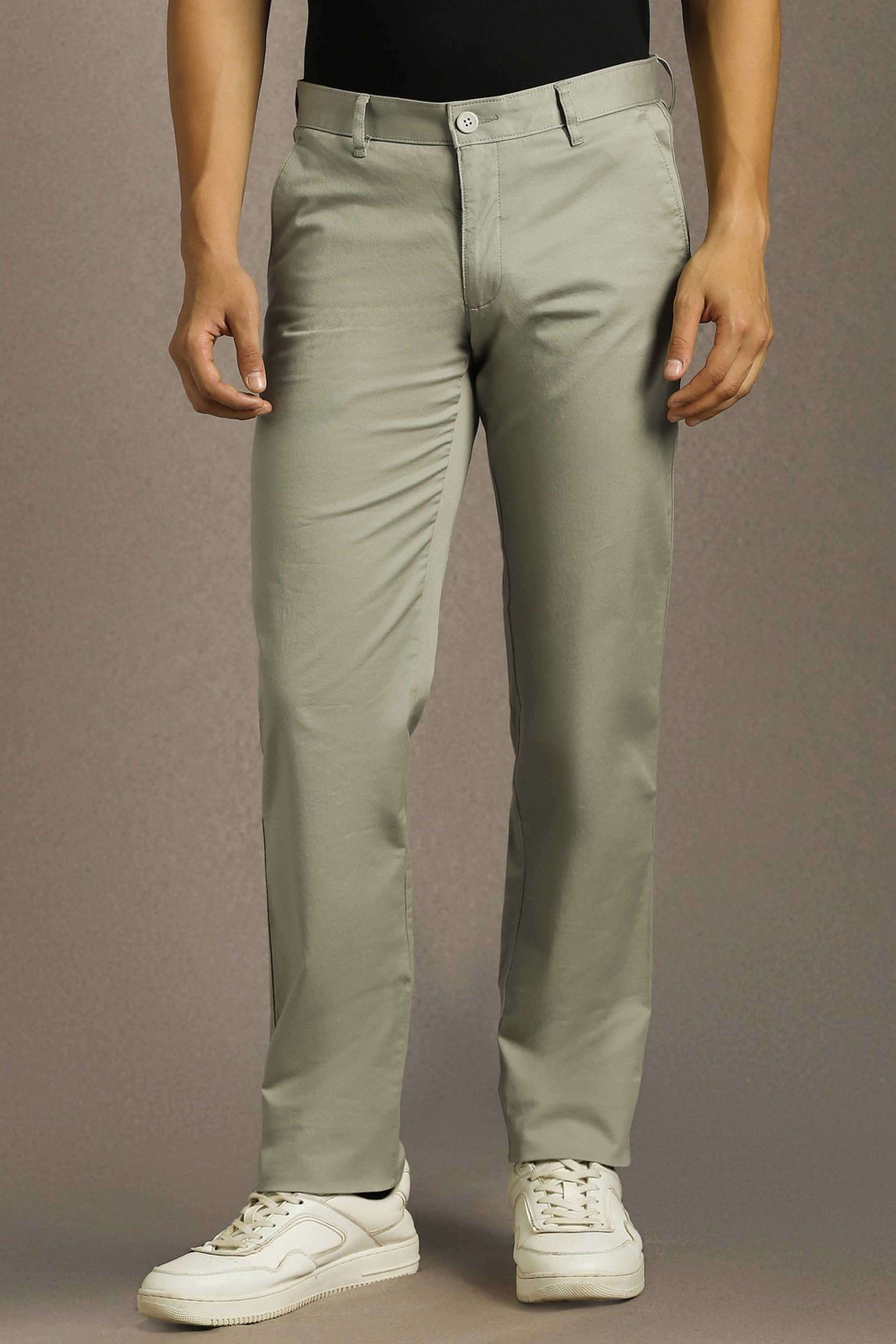 Solid-Cotton-Blend-Tapered-Fit-Men-Casual-Wear-Trouser