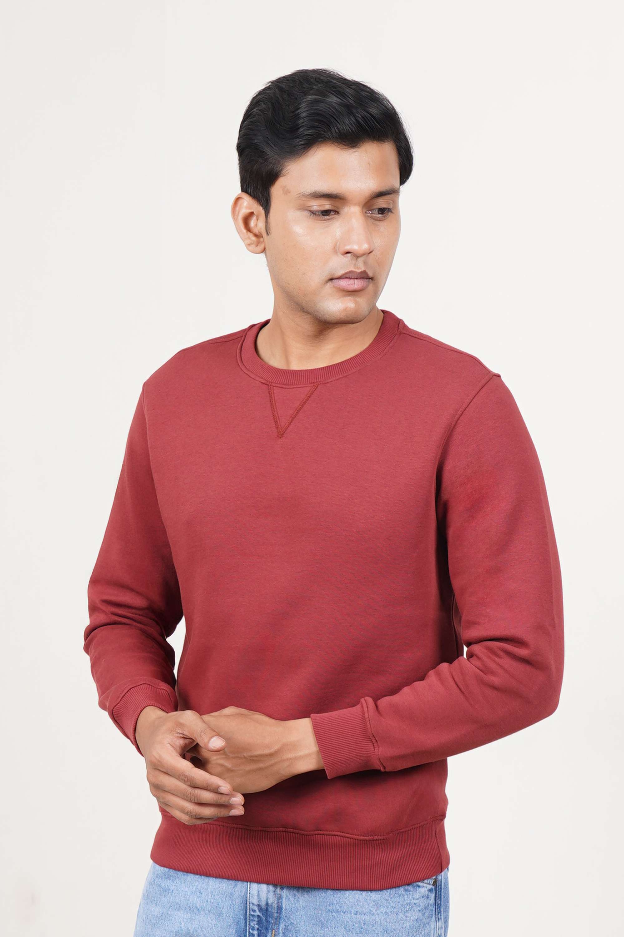 Solid-Blended-Round-Neck-Men-s-Sweatshirt