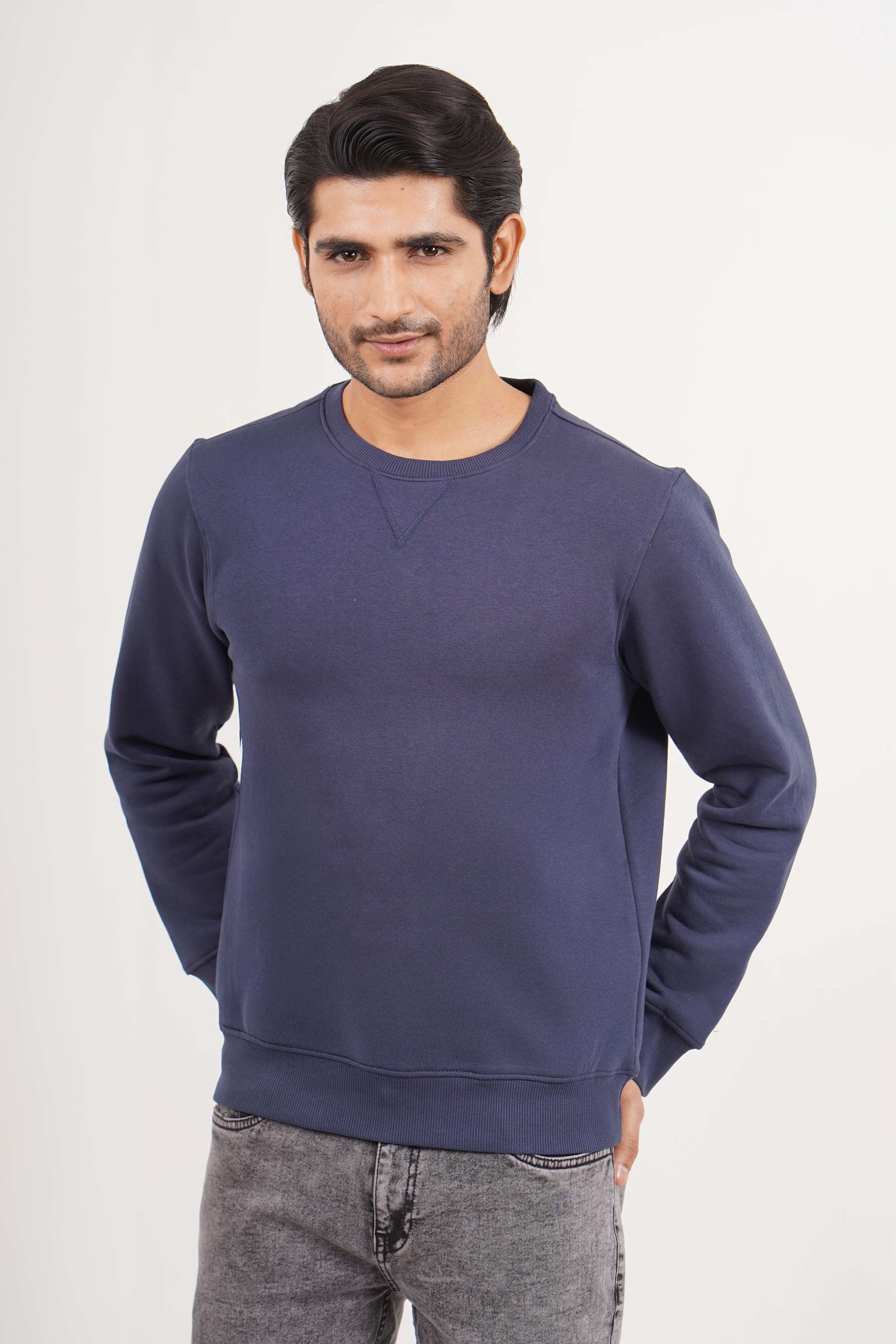 Solid-Blended-Fabric-Round-Neck-Men-s-Sweatshirt