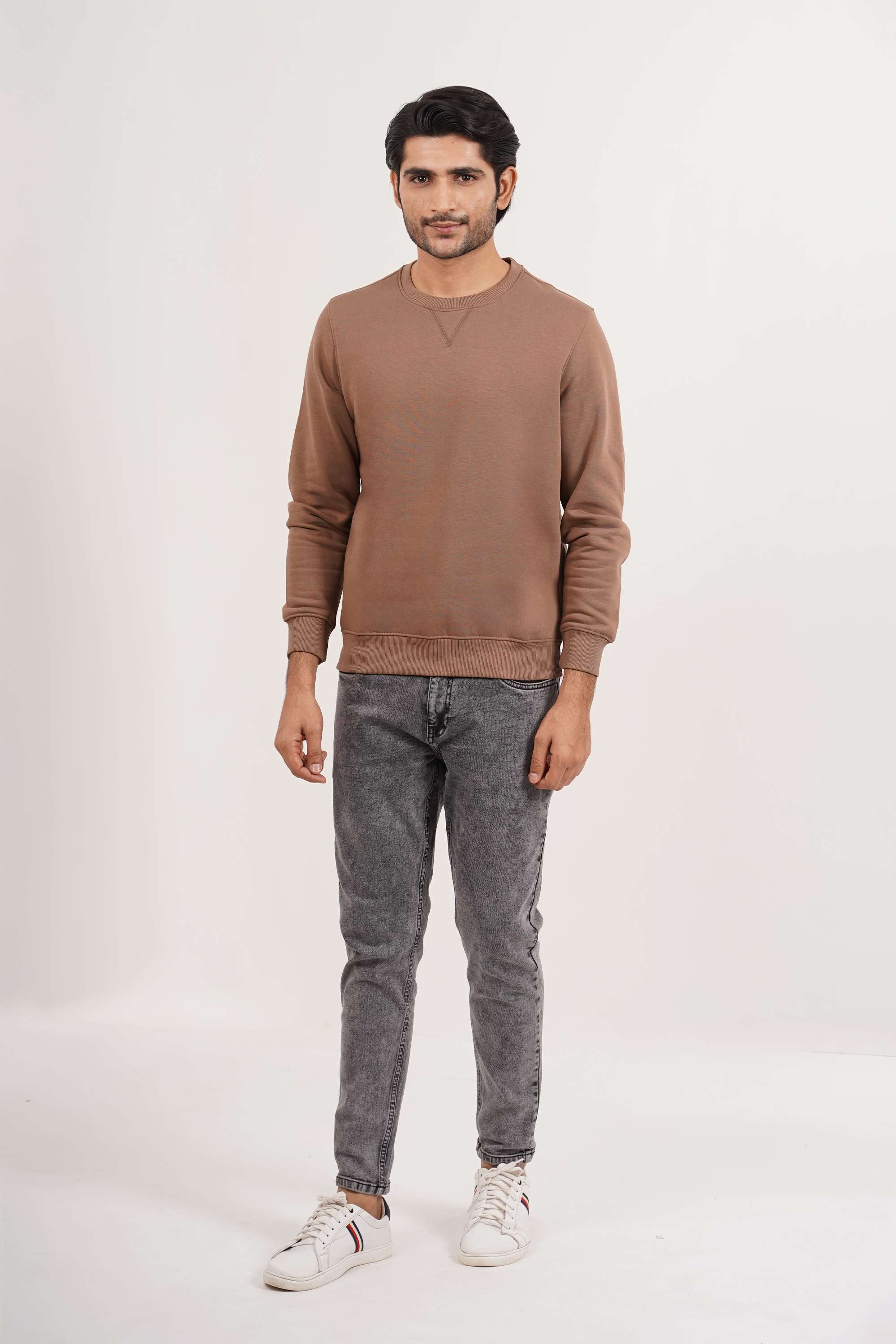Solid-Blended-Fabric-Round-Neck-Men-s-Sweatshirt