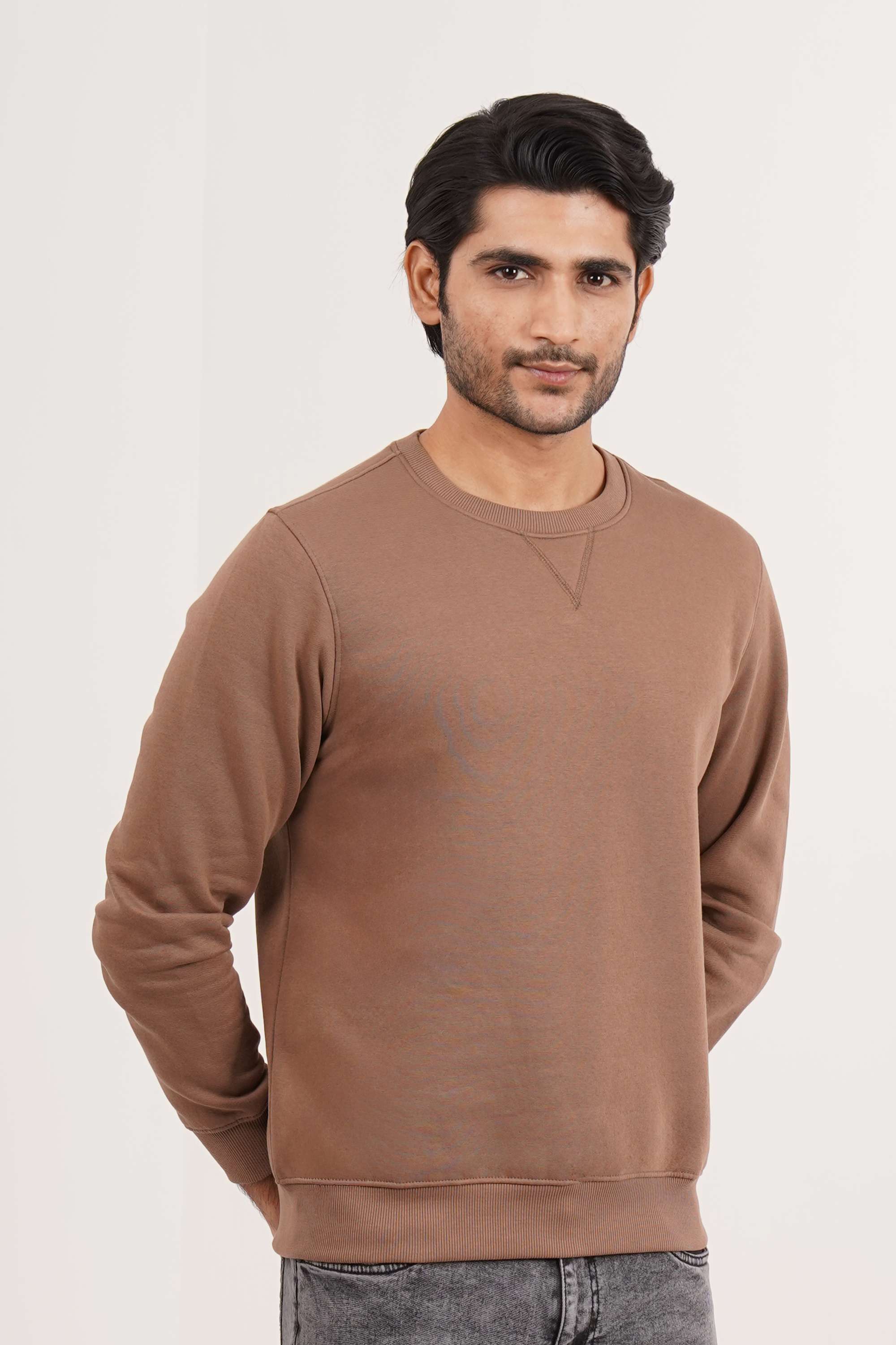 Solid-Blended-Fabric-Round-Neck-Men-s-Sweatshirt