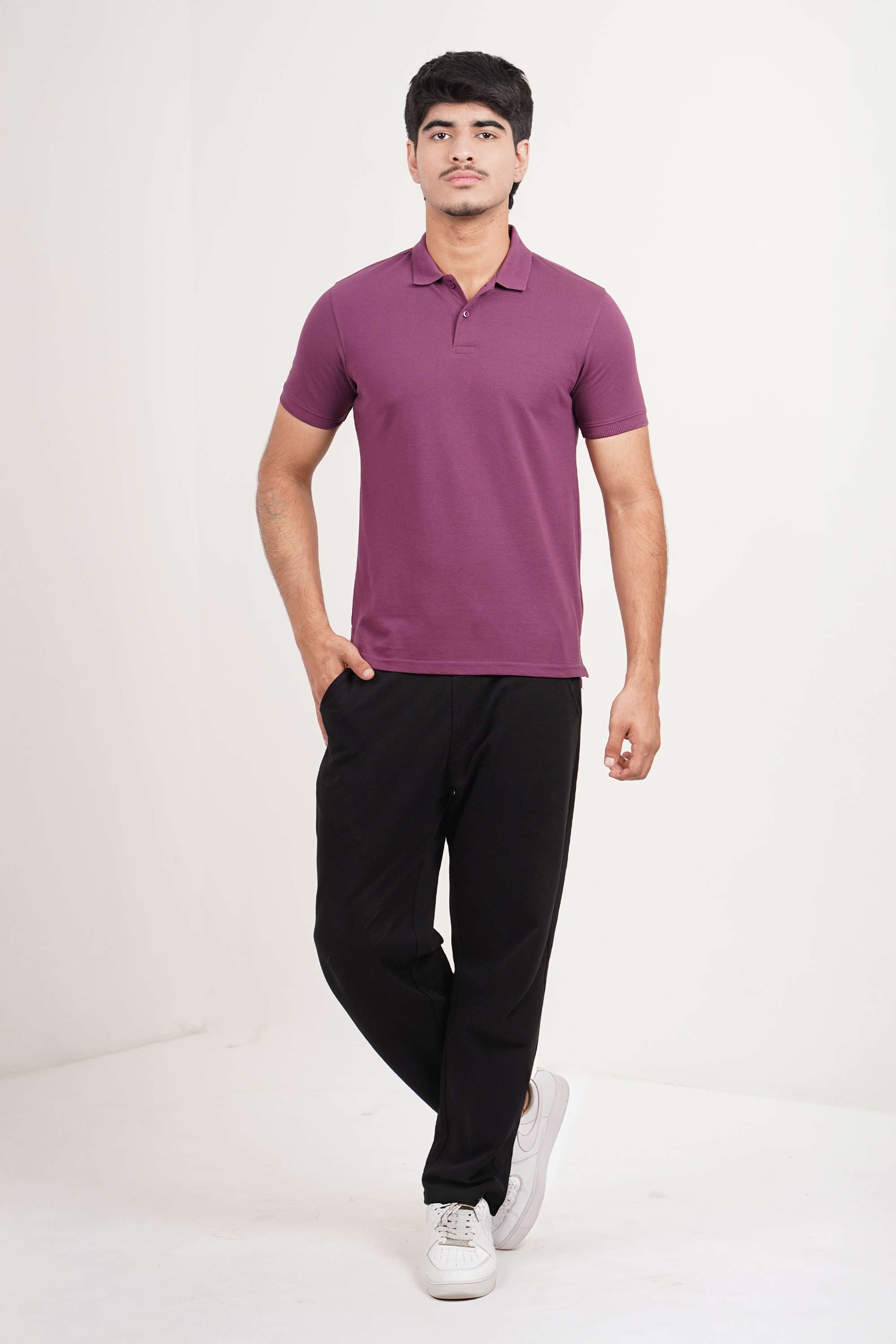 Solid-Blended-Fabric-Polo-Men-s-T-Shirt