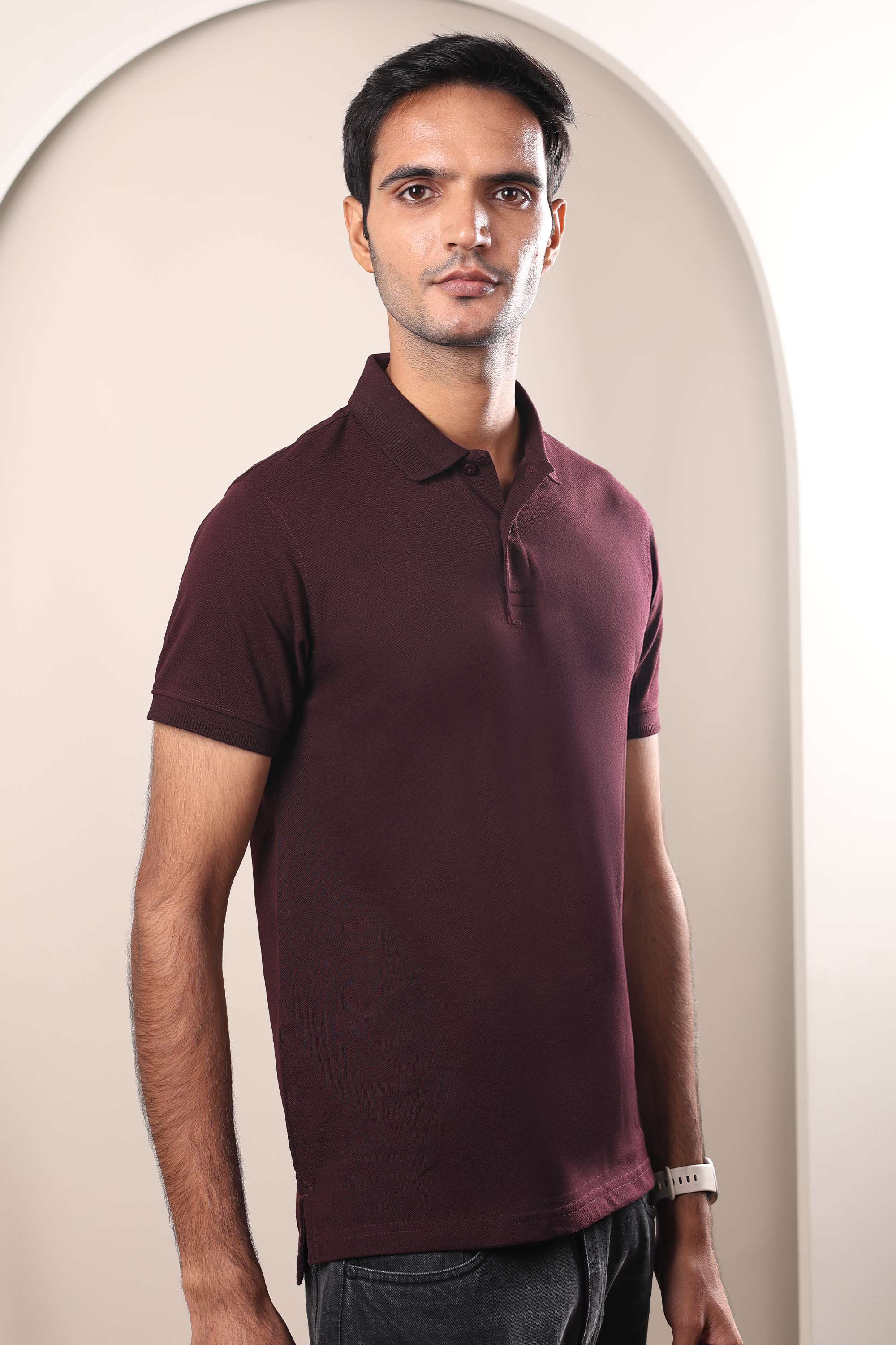 Solid-Cotton-Blend-Polo-Men-s-T-Shirt