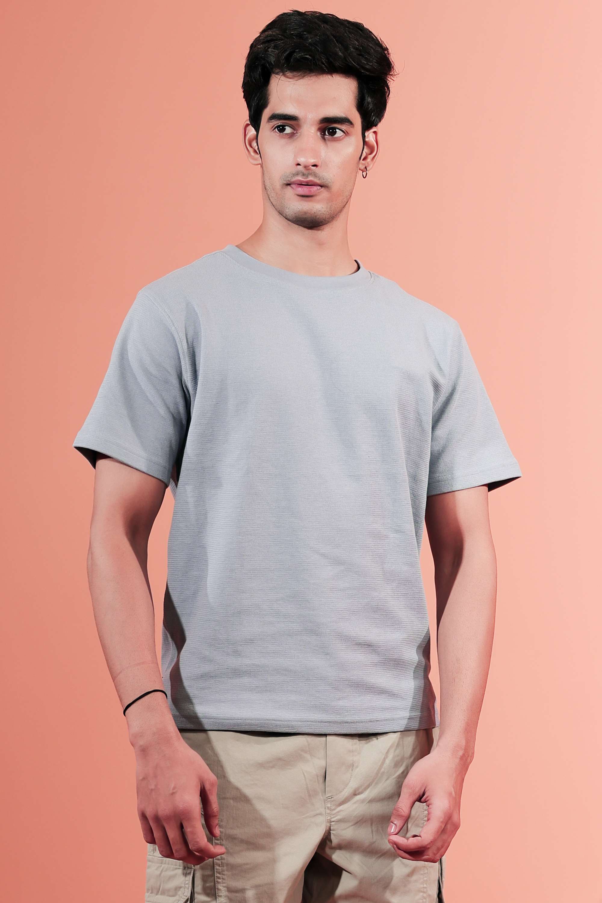 Solid-Blended-Fabric-Men-Casual-Wear-Relaxed-Fit-T-Shirt