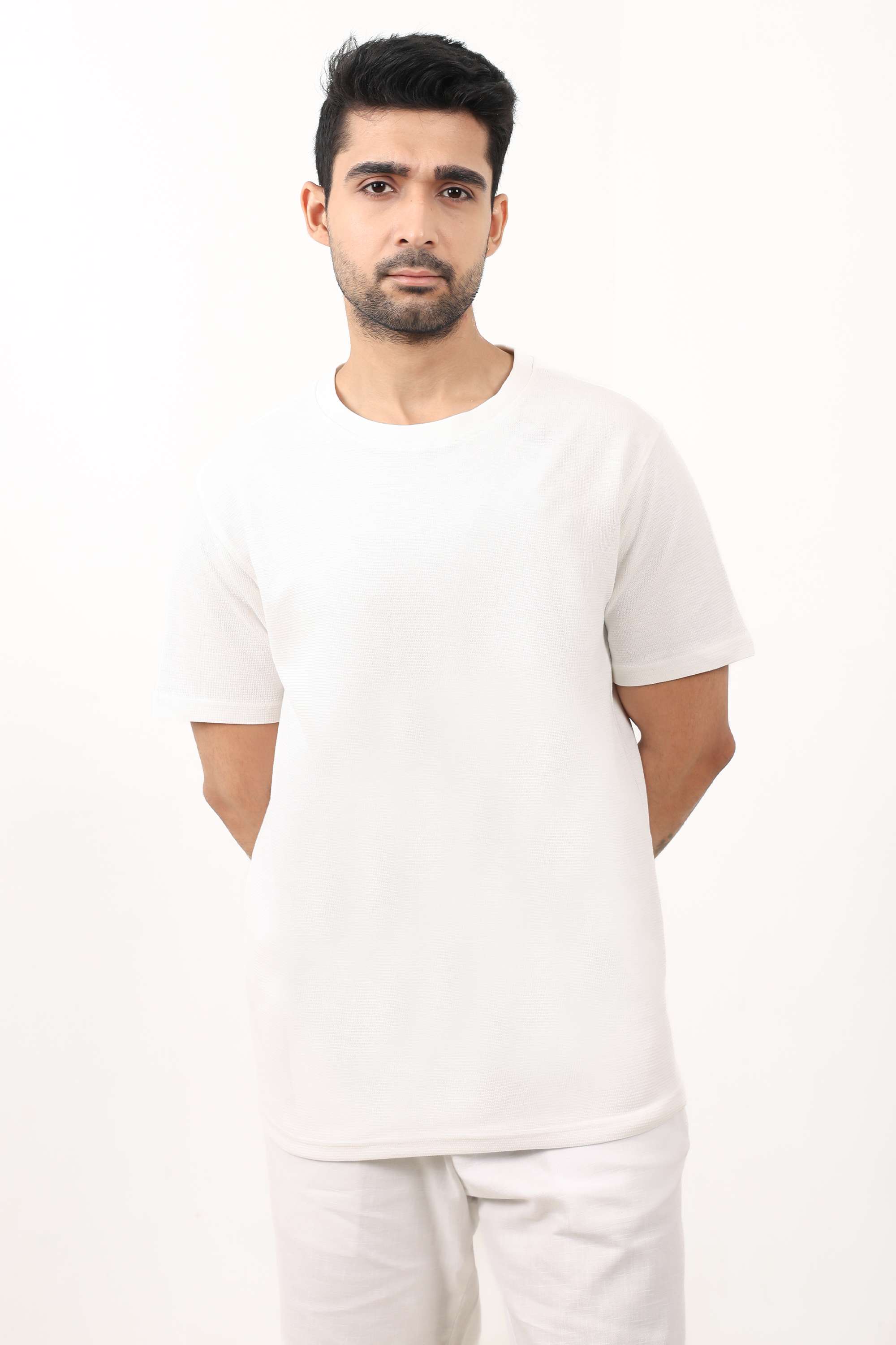 Solid-Blended-Fabric-Round-Neck-Men-s-T-Shirt