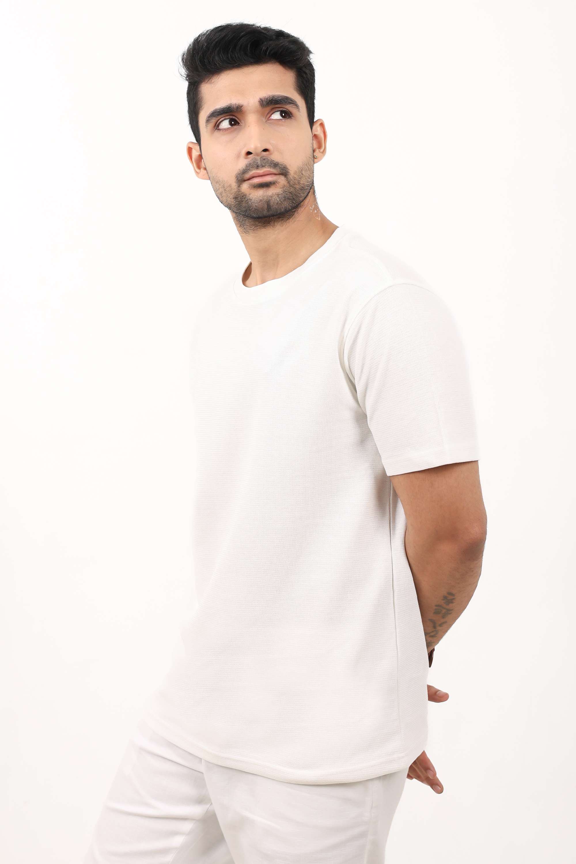 Solid-Blended-Fabric-Round-Neck-Men-s-T-Shirt