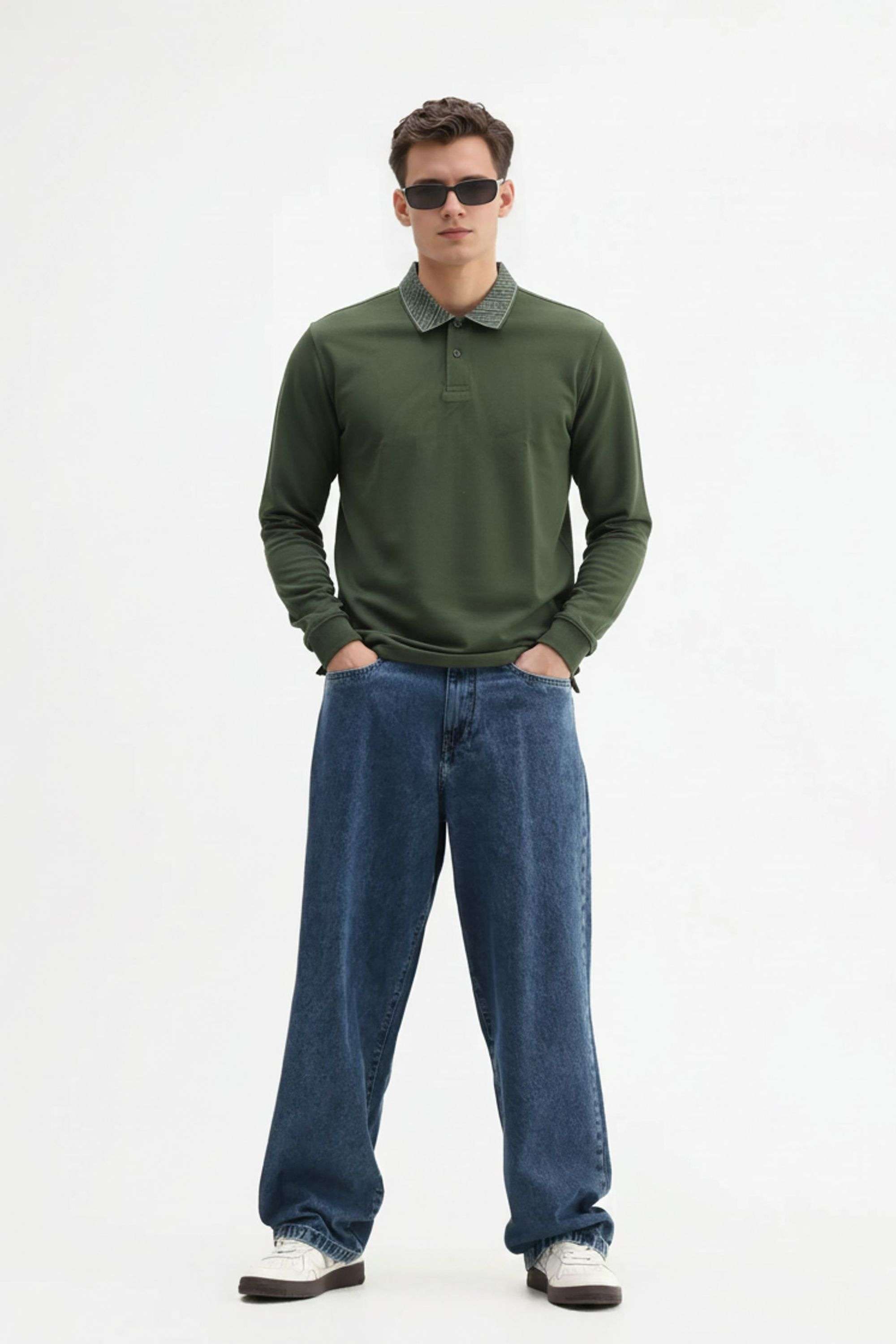 Solid-Blended-Fabric-Polo-Men-s-T-Shirt