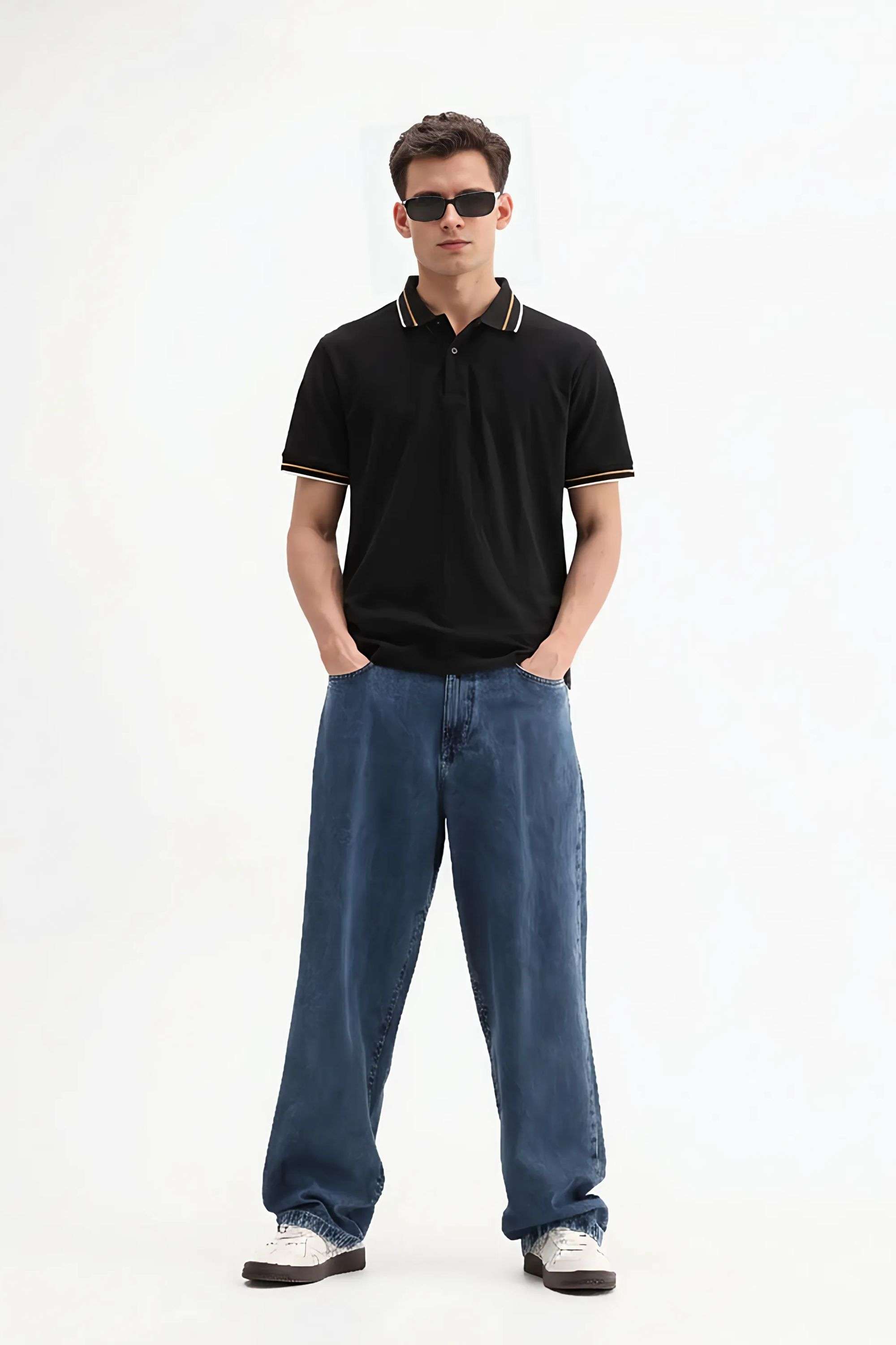 Solid-Blended-Fabric-Polo-Men-s-T-Shirt