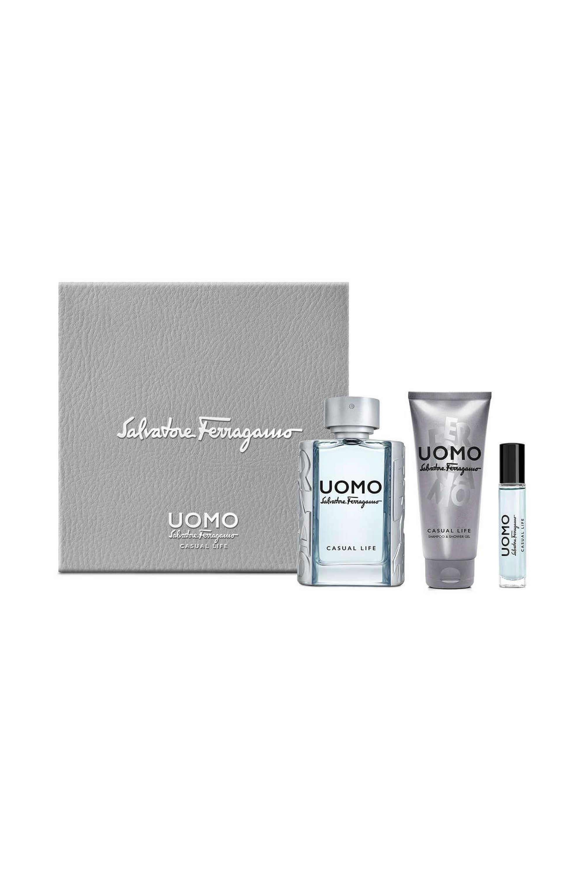 Uomo-Casual-Life-Set-(Eau-De-Toilette-100-ml -10-ml -Shampoo-and-Shower-Gel-100-ml)