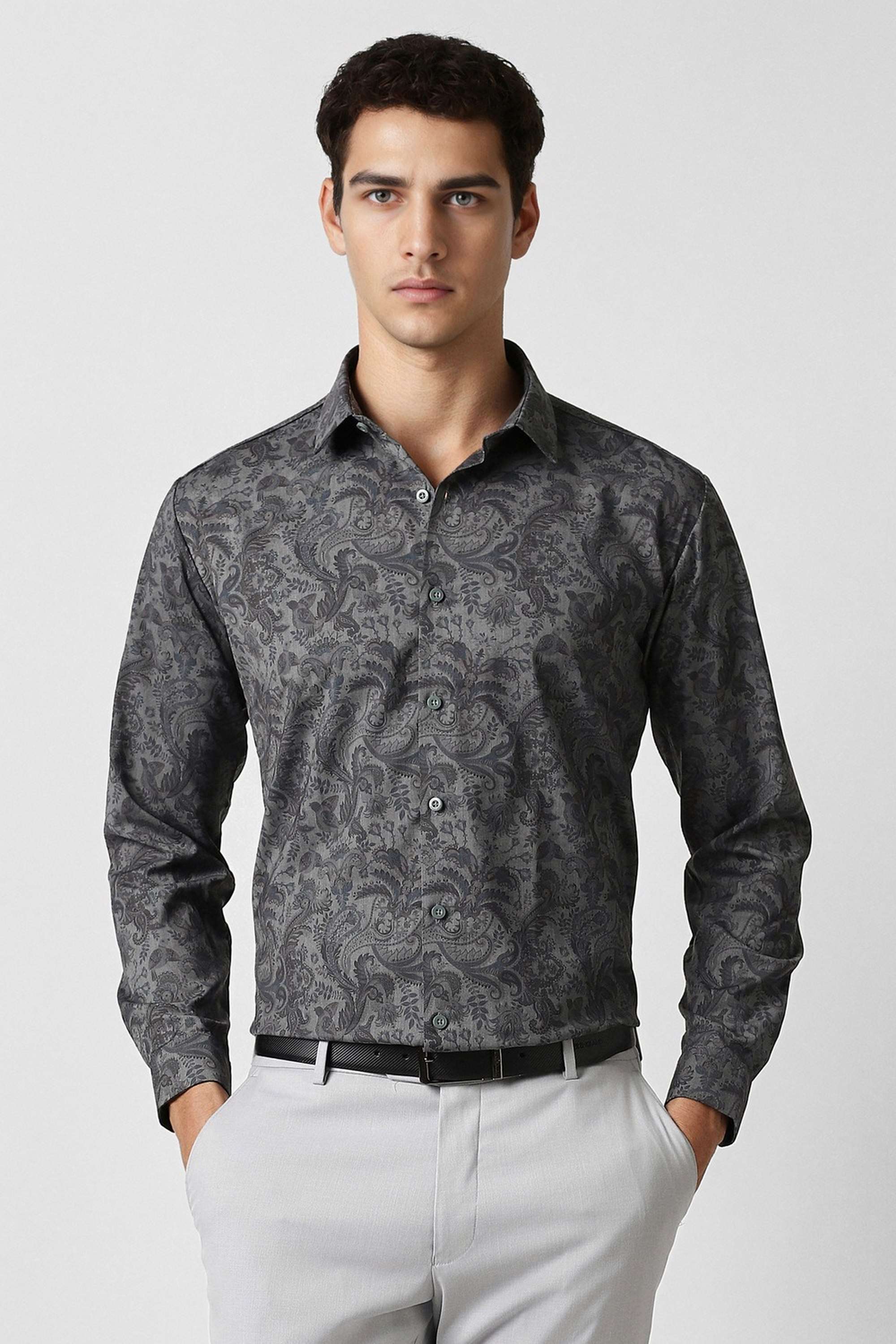 Printed-Blended-Fabric-Slim-Fit-Men-Formal-Wear-Shirt