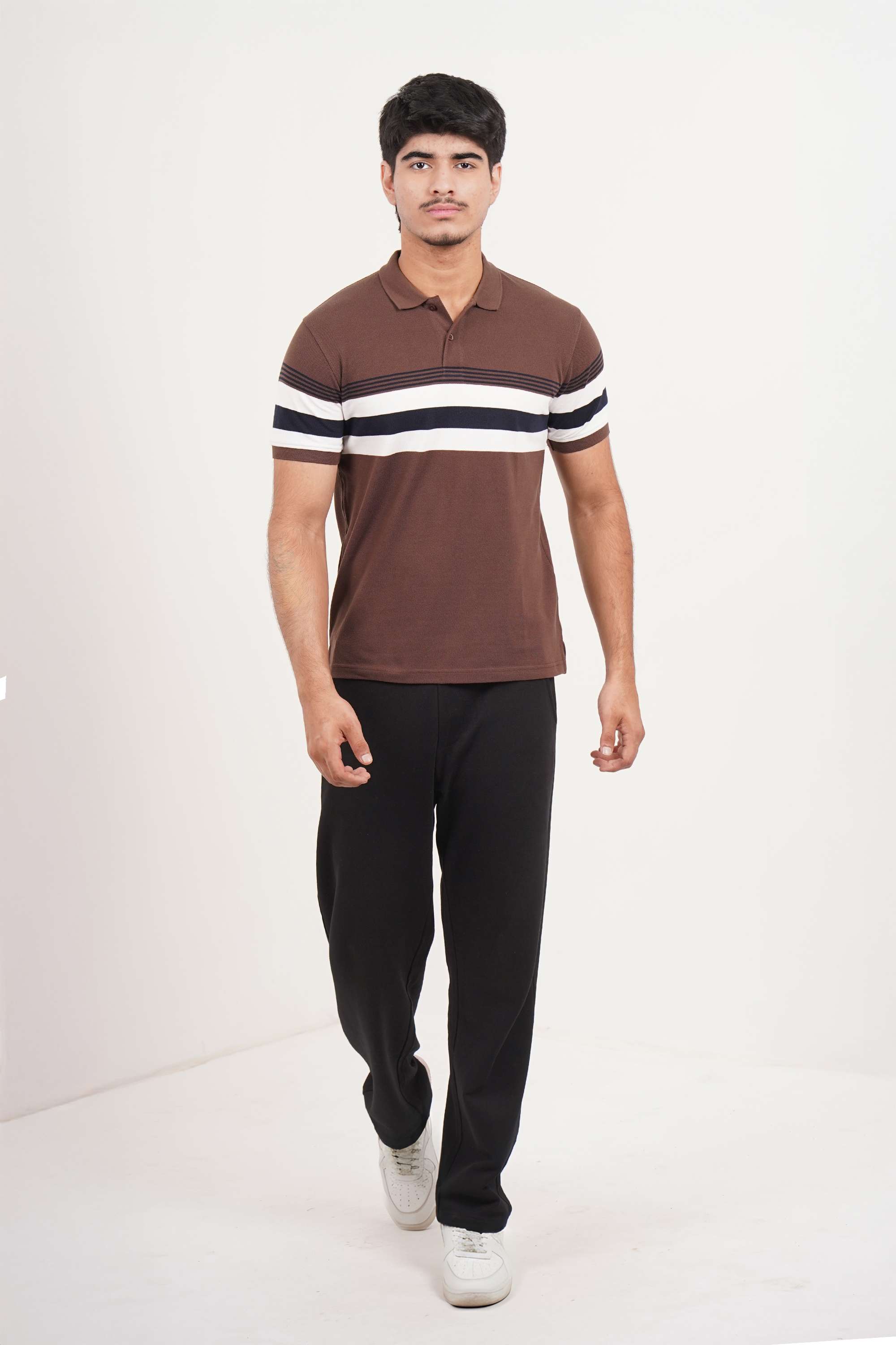Stripes-Blended-Fabric-Polo-Men-s-T-Shirt