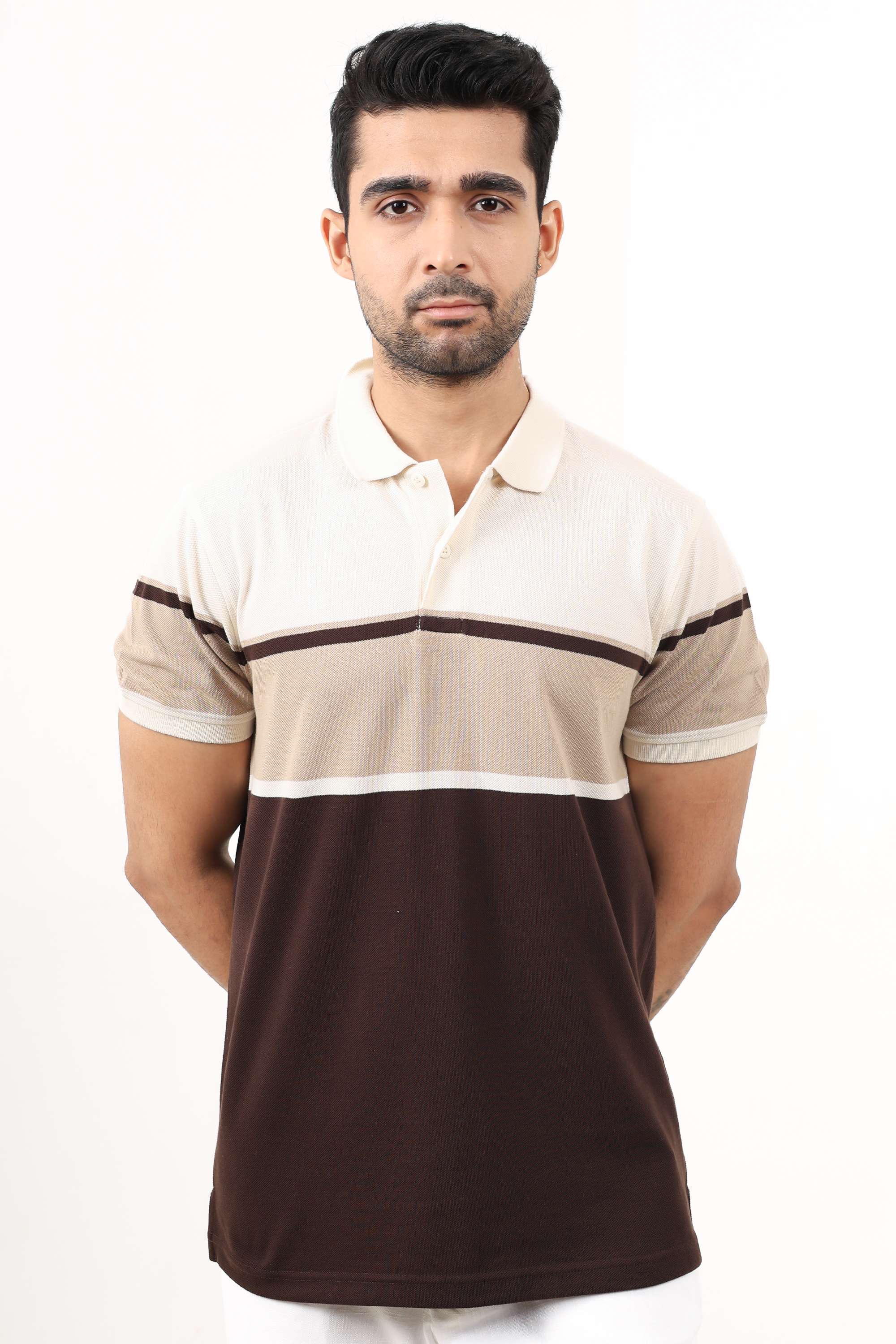 Stripes-Blended-Fabric-Polo-Men-s-T-Shirt