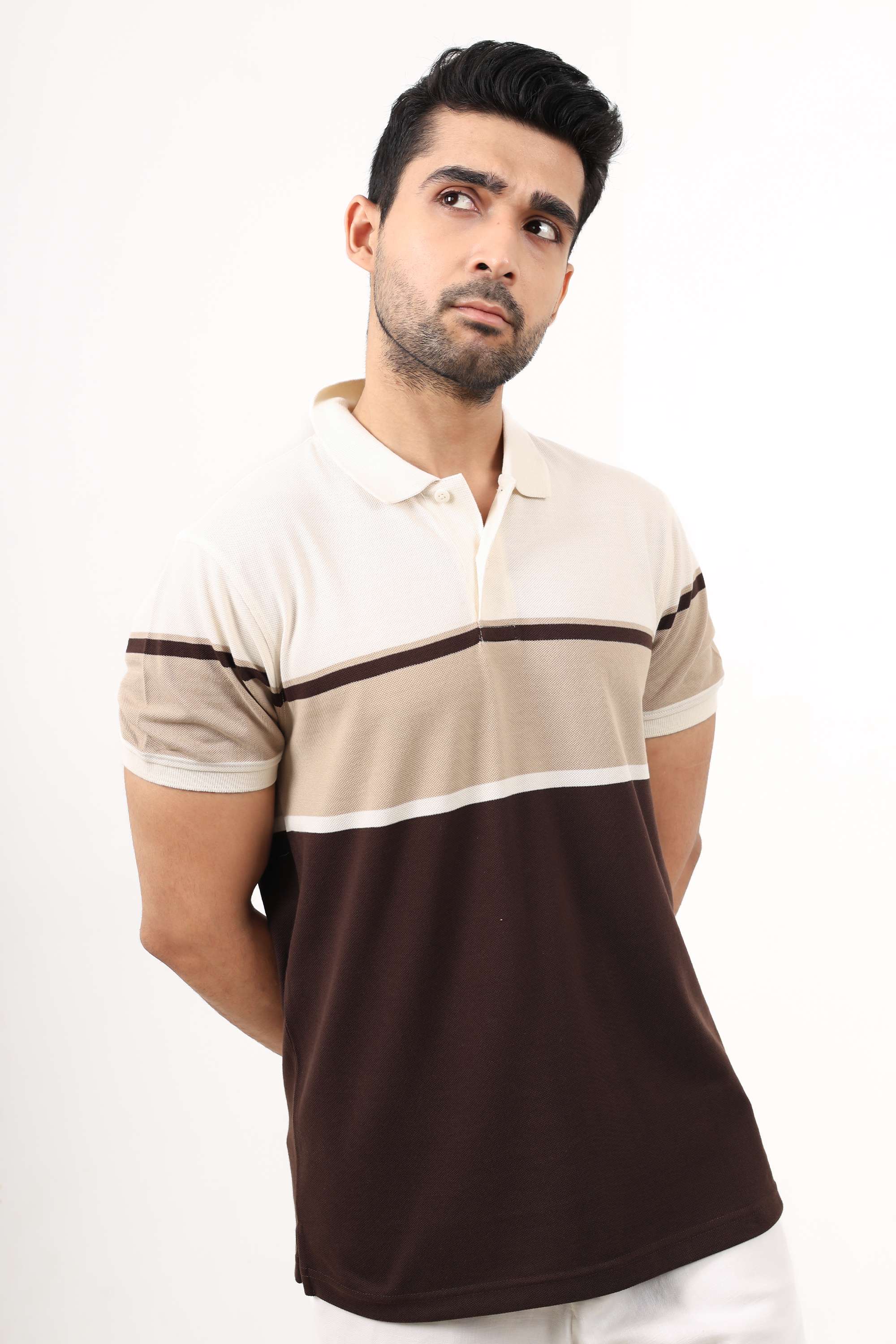 Stripes-Blended-Fabric-Polo-Men-s-T-Shirt