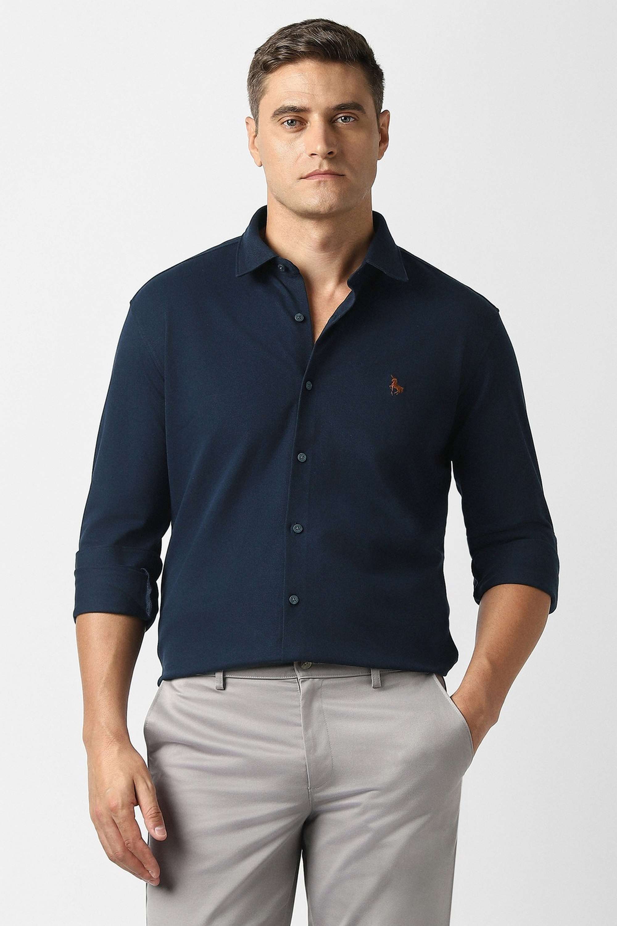 Solid-Cotton-Slim-Fit-Men-s-Shirt