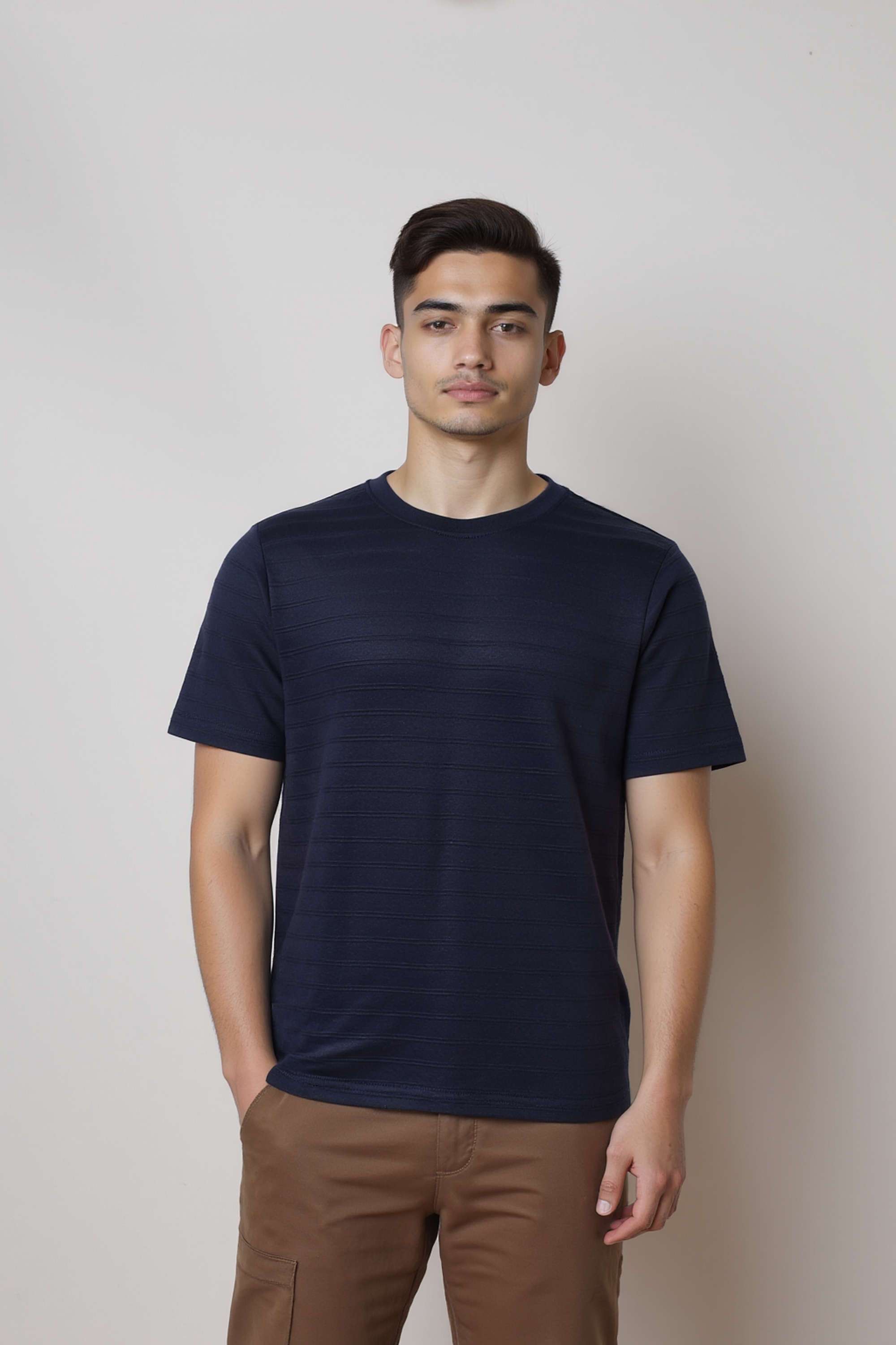Textured-Stripes-Cotton-Round-Neck-Men-s-T-Shirt