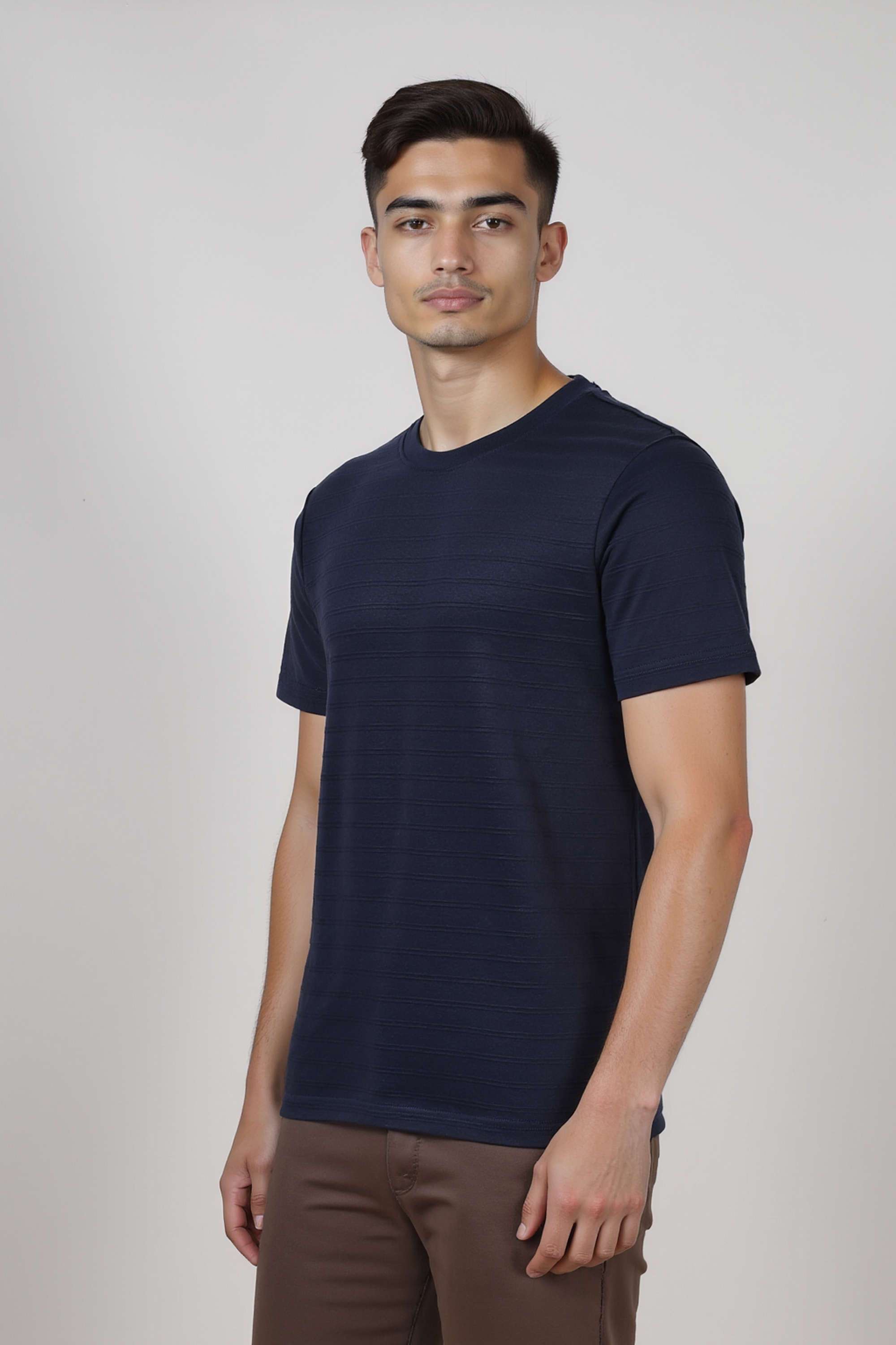 Textured-Stripes-Cotton-Round-Neck-Men-s-T-Shirt