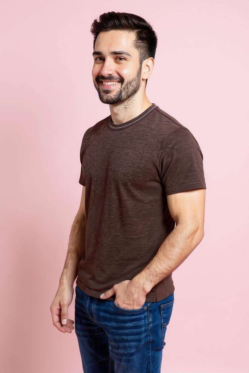 Blended-Fabric-Regular-Fit-Men-T-Shirt