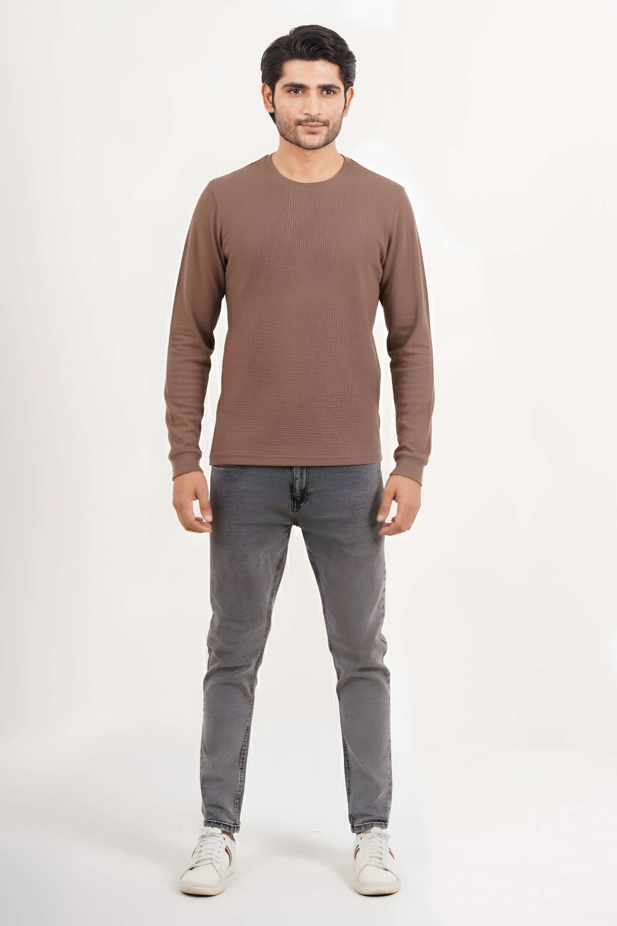 Solid-Blended-Fabric-Round-Neck-Men-s-Sweatshirt
