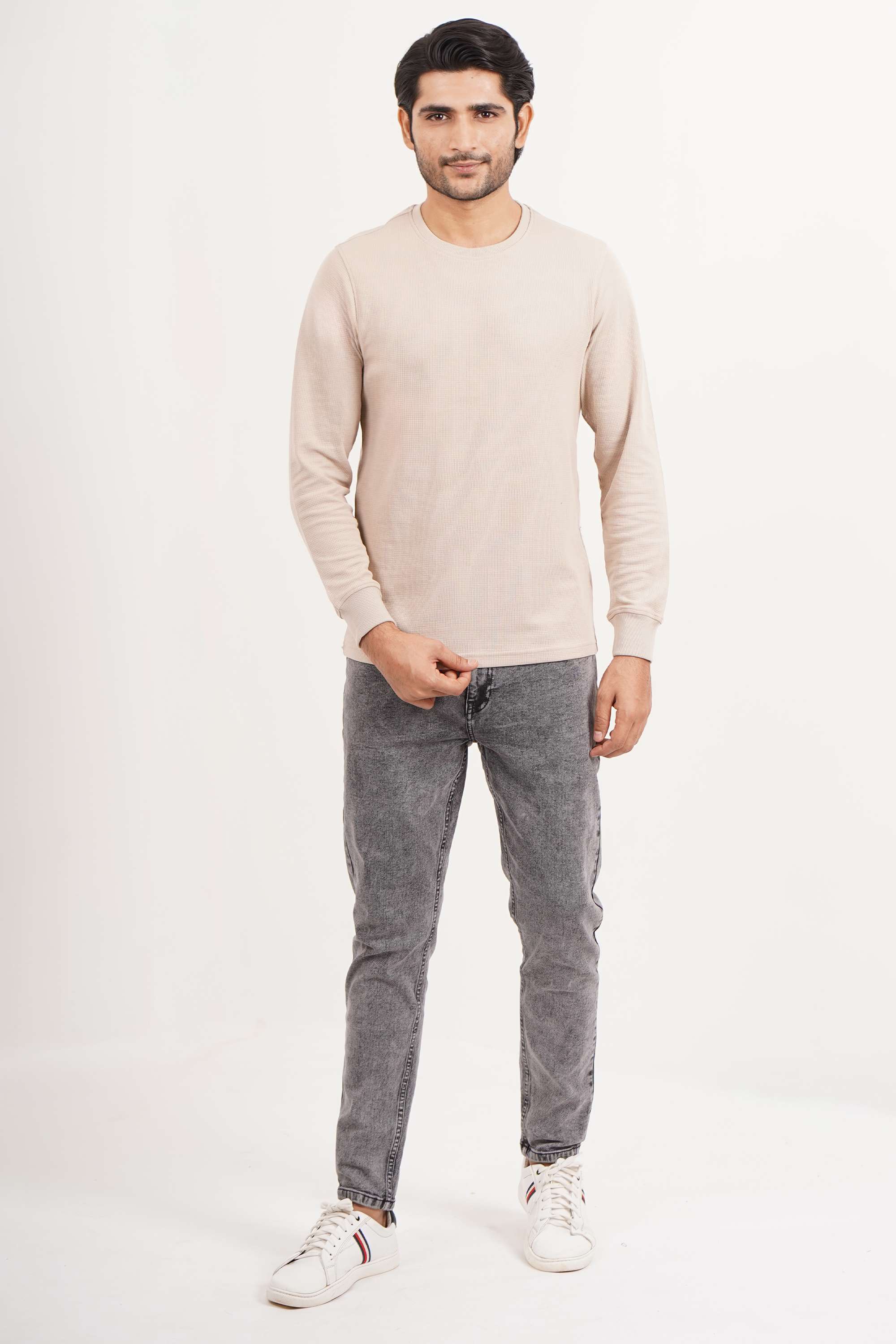 Solid-Blended-Fabric-Round-Neck-Men-s-Sweatshirt