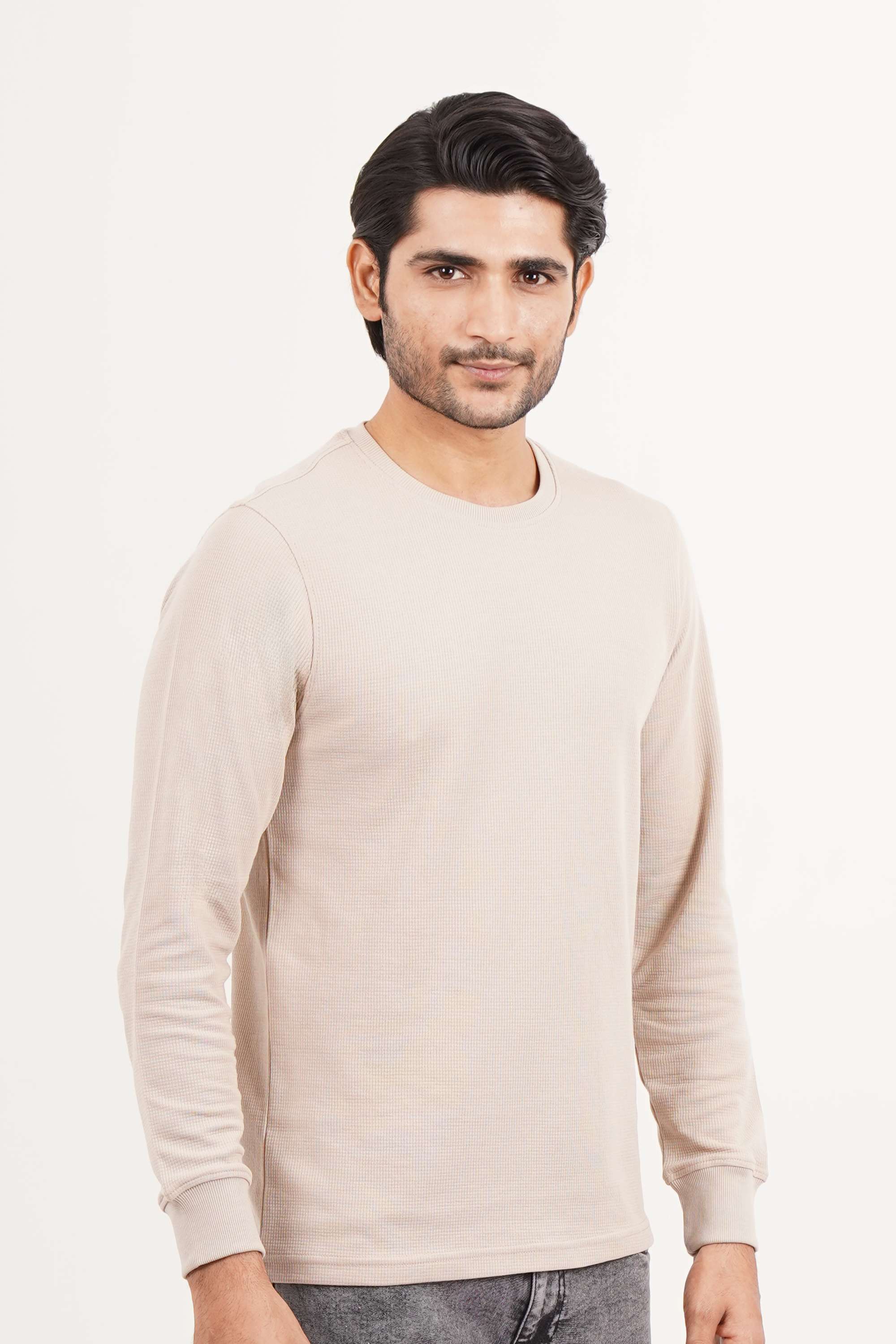 Solid-Blended-Fabric-Round-Neck-Men-s-Sweatshirt