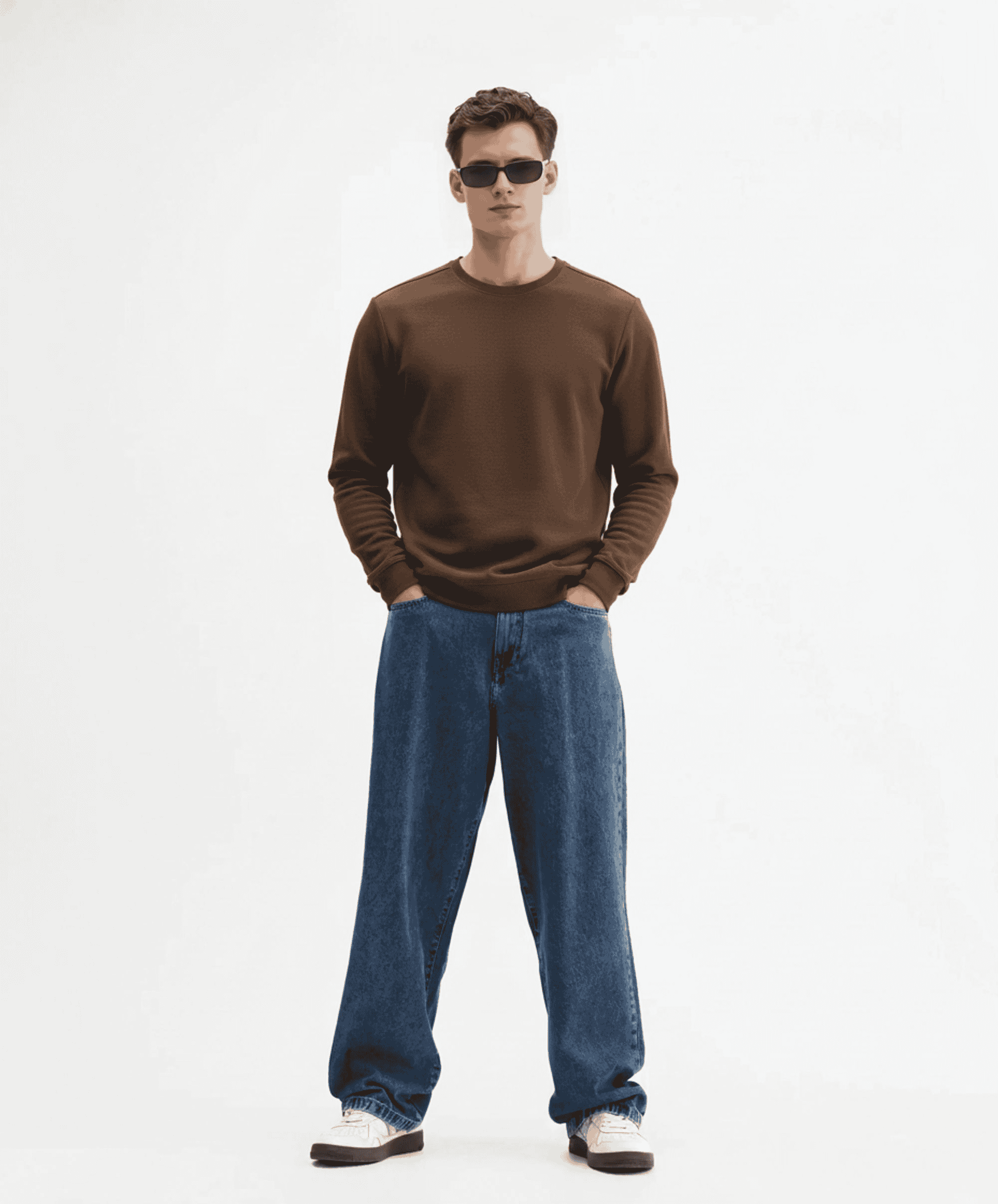 Solid-Blended-Fabric-Round-Neck-Men-s-Sweatshirt