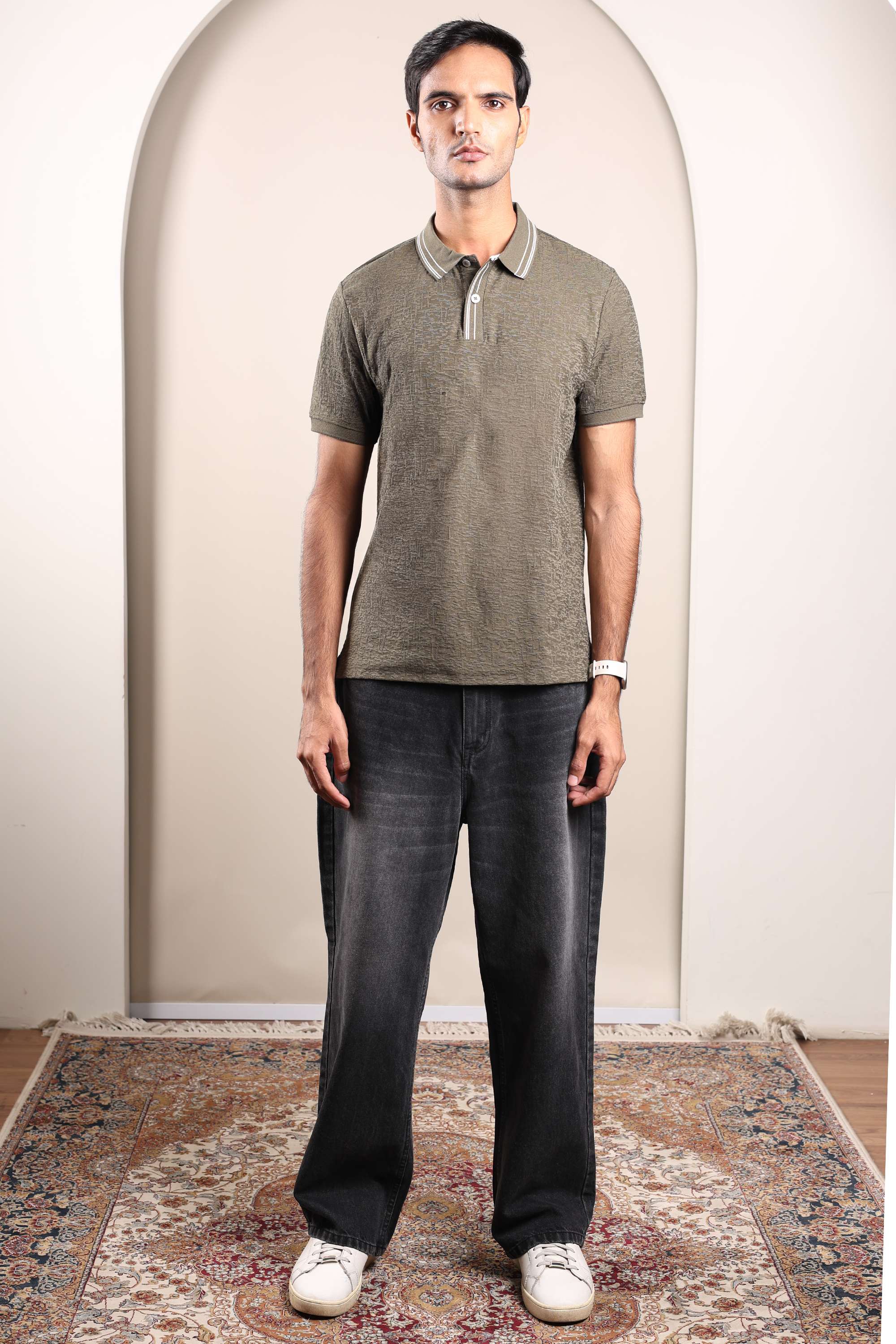 Solid-Cotton-Blend-Polo-Men-s-T-Shirt