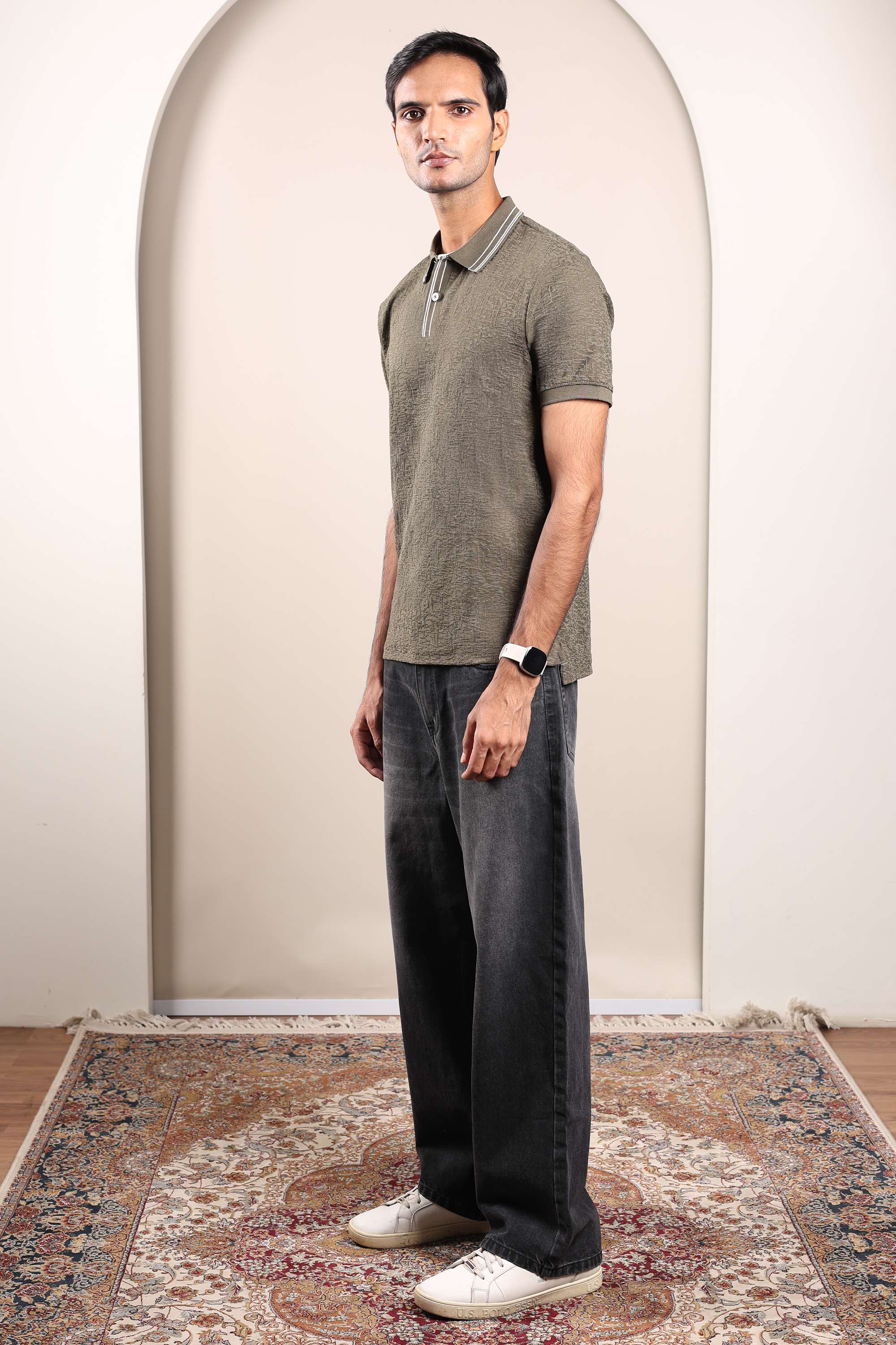Solid-Cotton-Blend-Polo-Men-s-T-Shirt