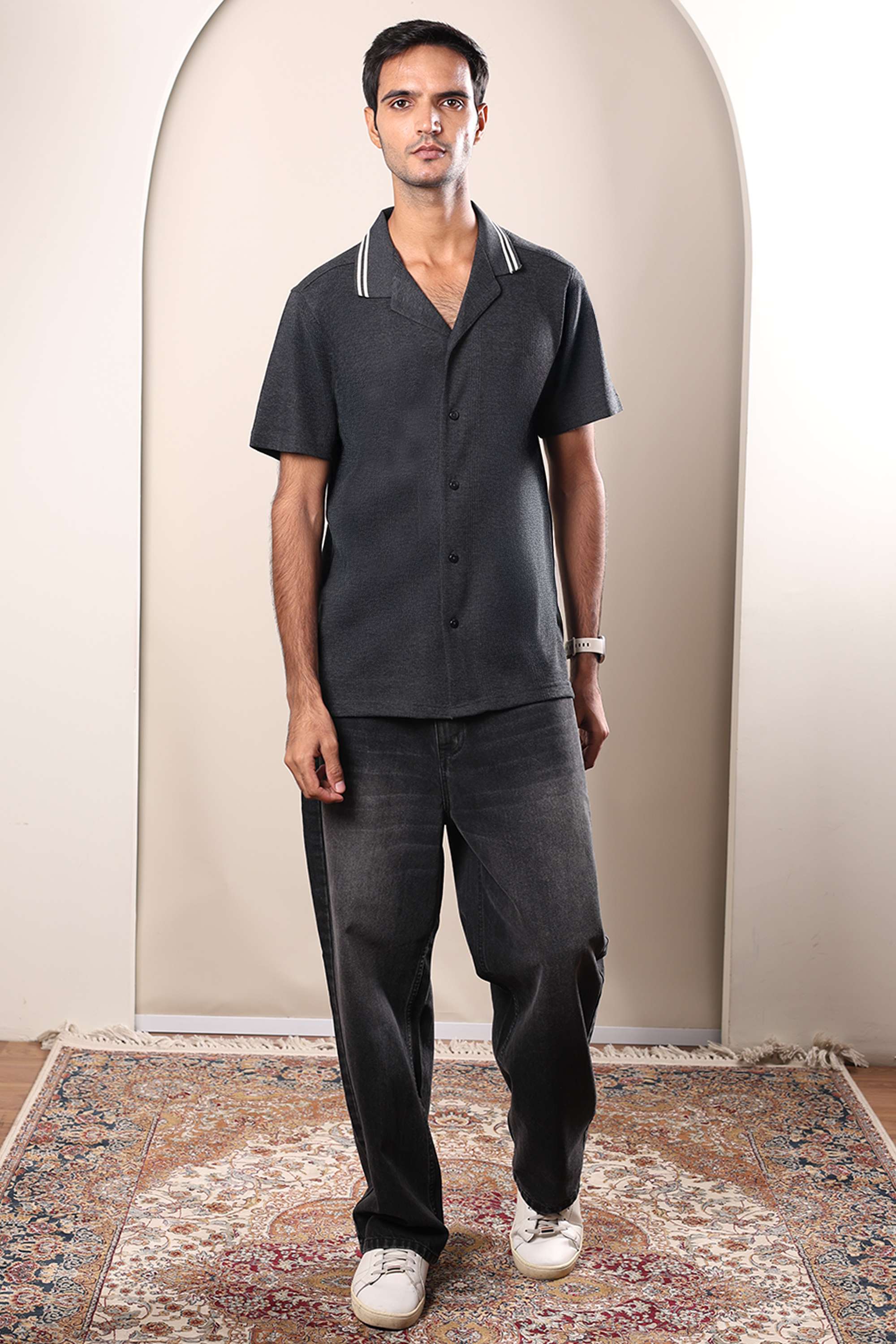 Solid-Cotton-Blend-Regular-Fit-Men-s-Shirt