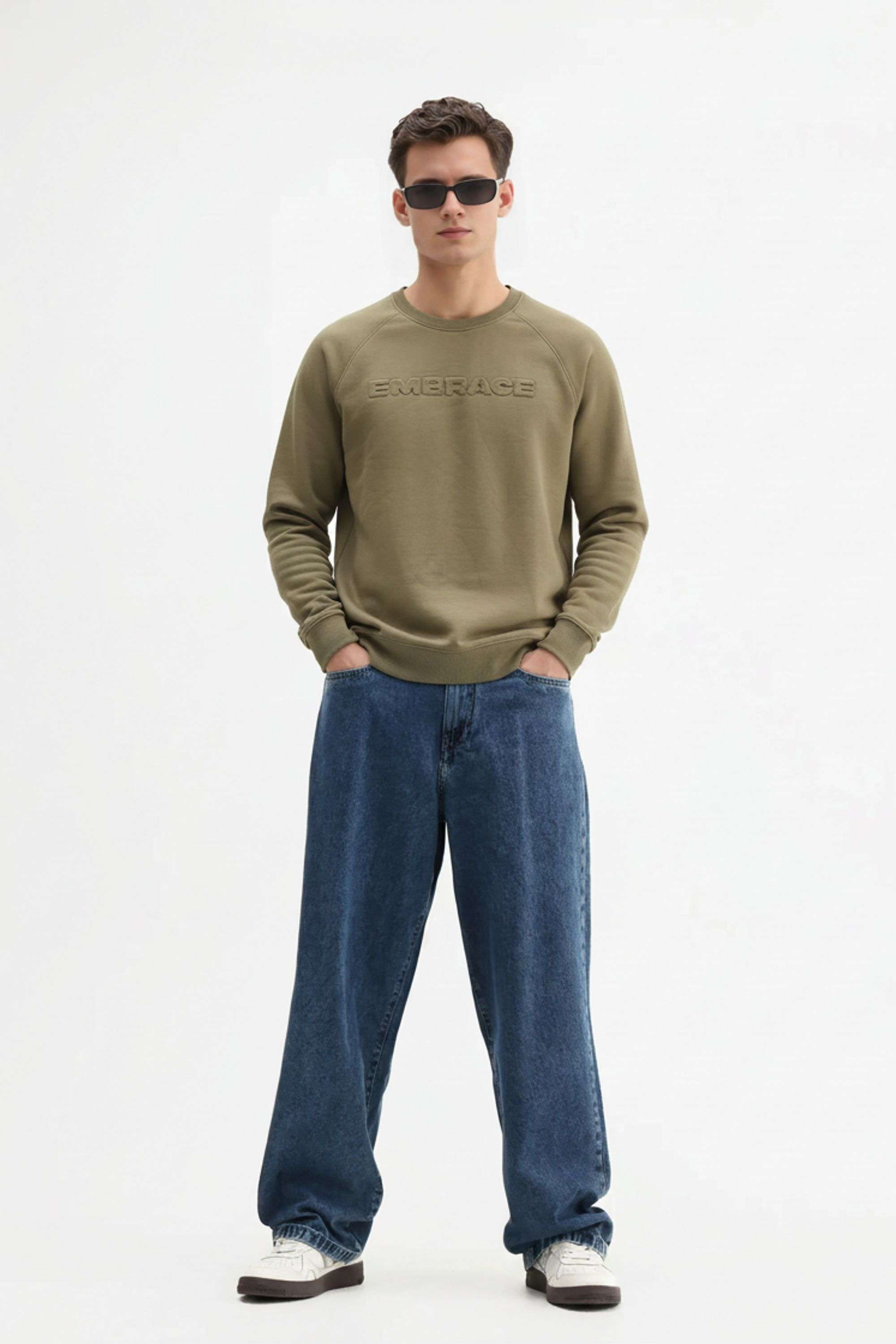 Solid-Blended-Fabric-Round-Neck-Men-s-Sweatshirt