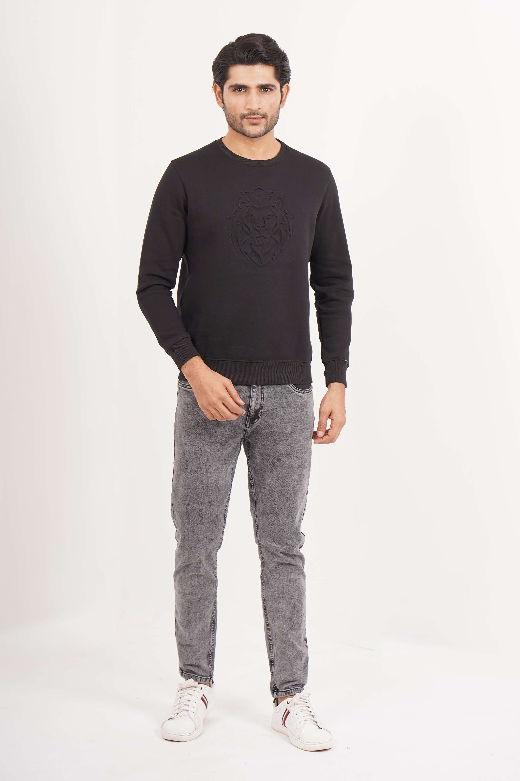Solid-Blended-Fabric-Round-Neck-Men-s-Sweatshirt