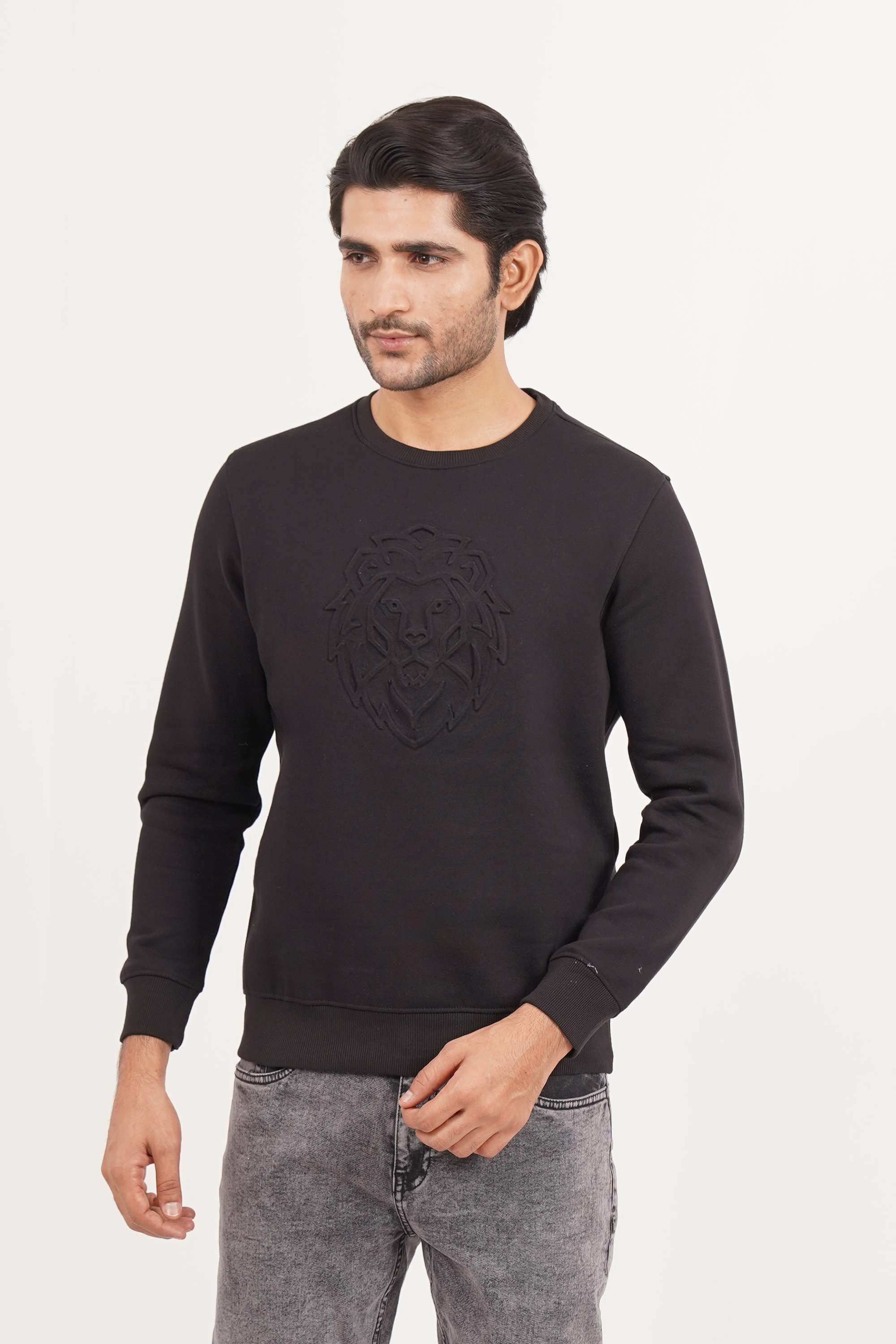 Solid-Blended-Fabric-Round-Neck-Men-s-Sweatshirt