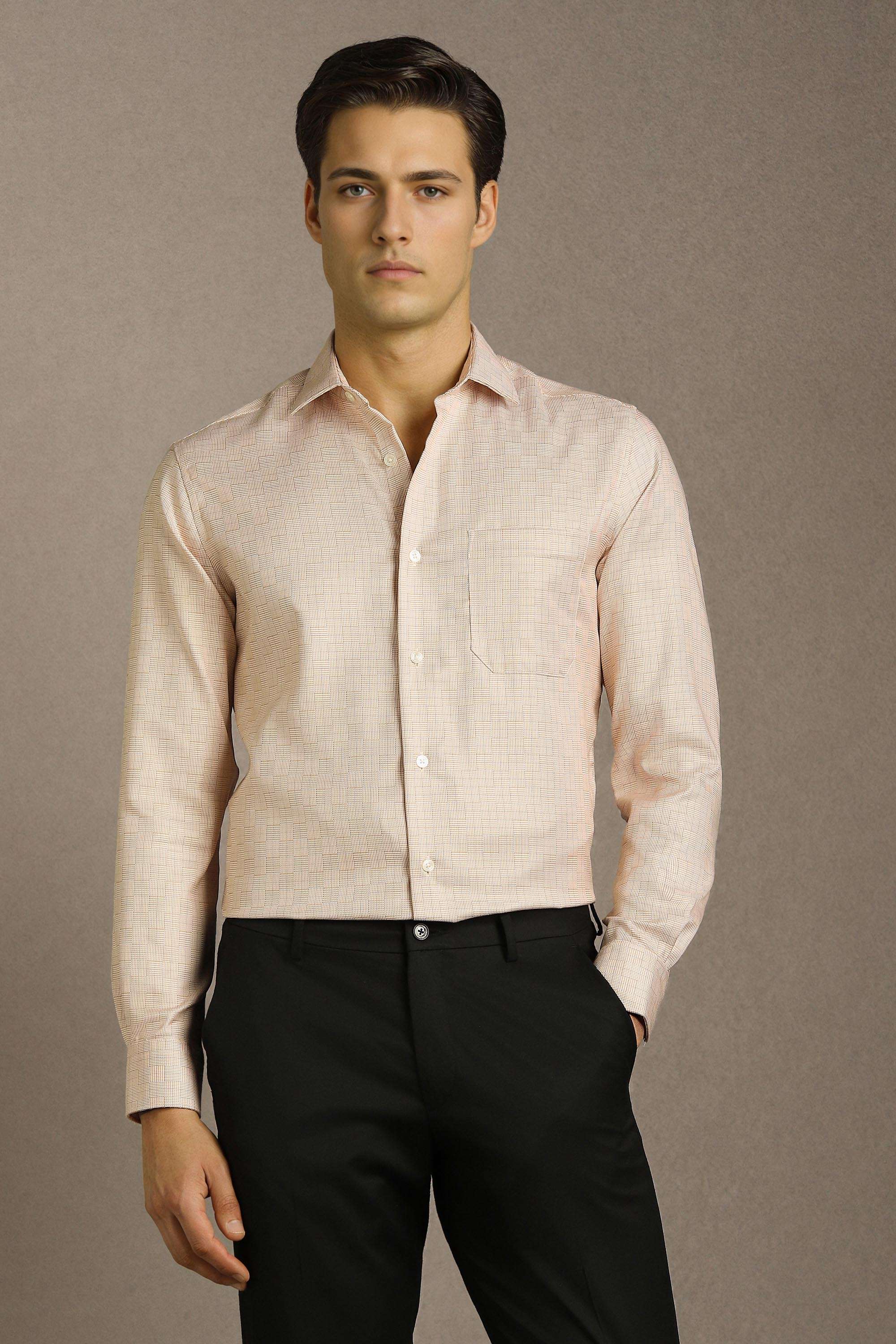 Textured-Cotton-Regular-Fit-Men-Formal-Shirt