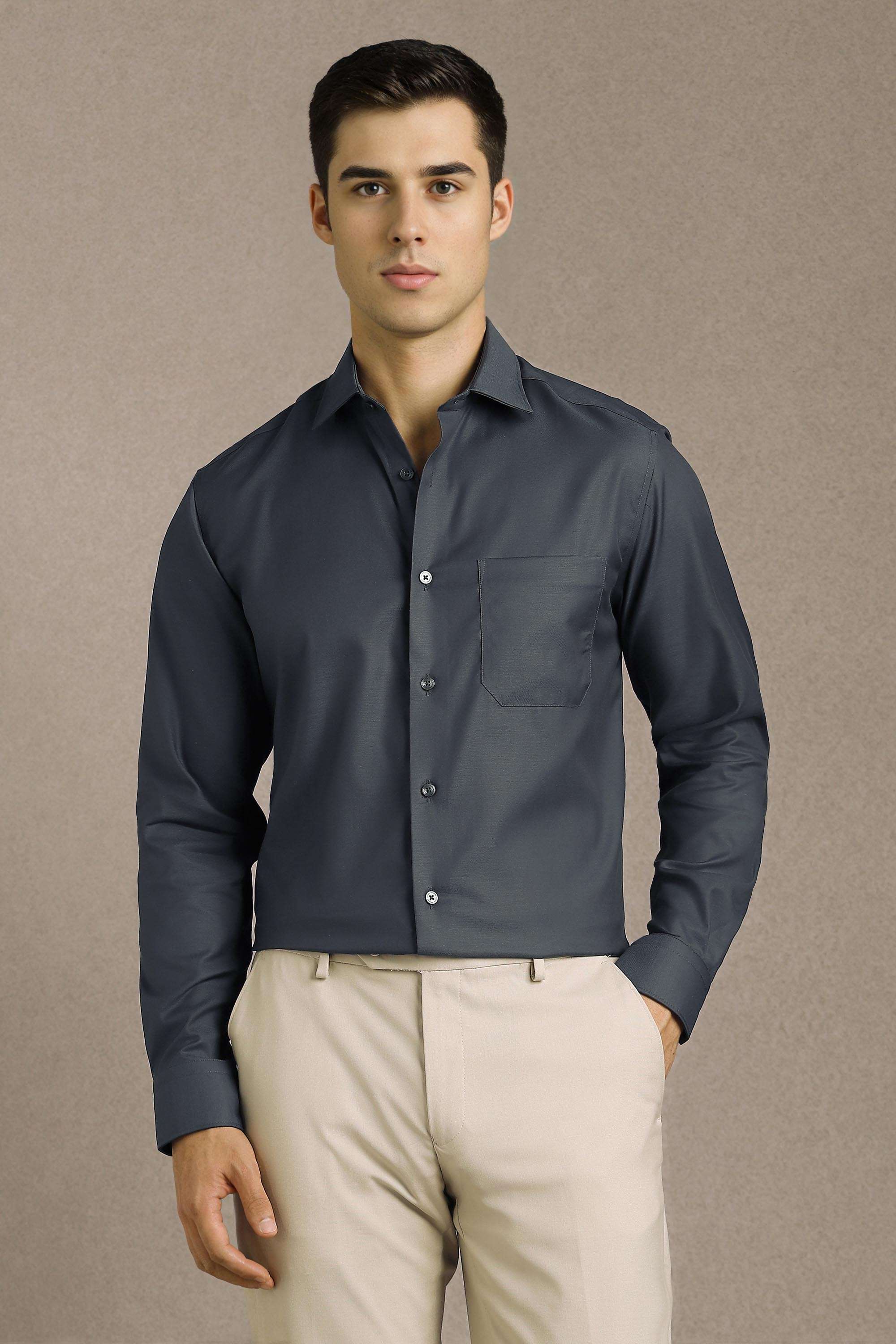 Solid-Cotton-Regular-Fit-Men-Formal-Shirt