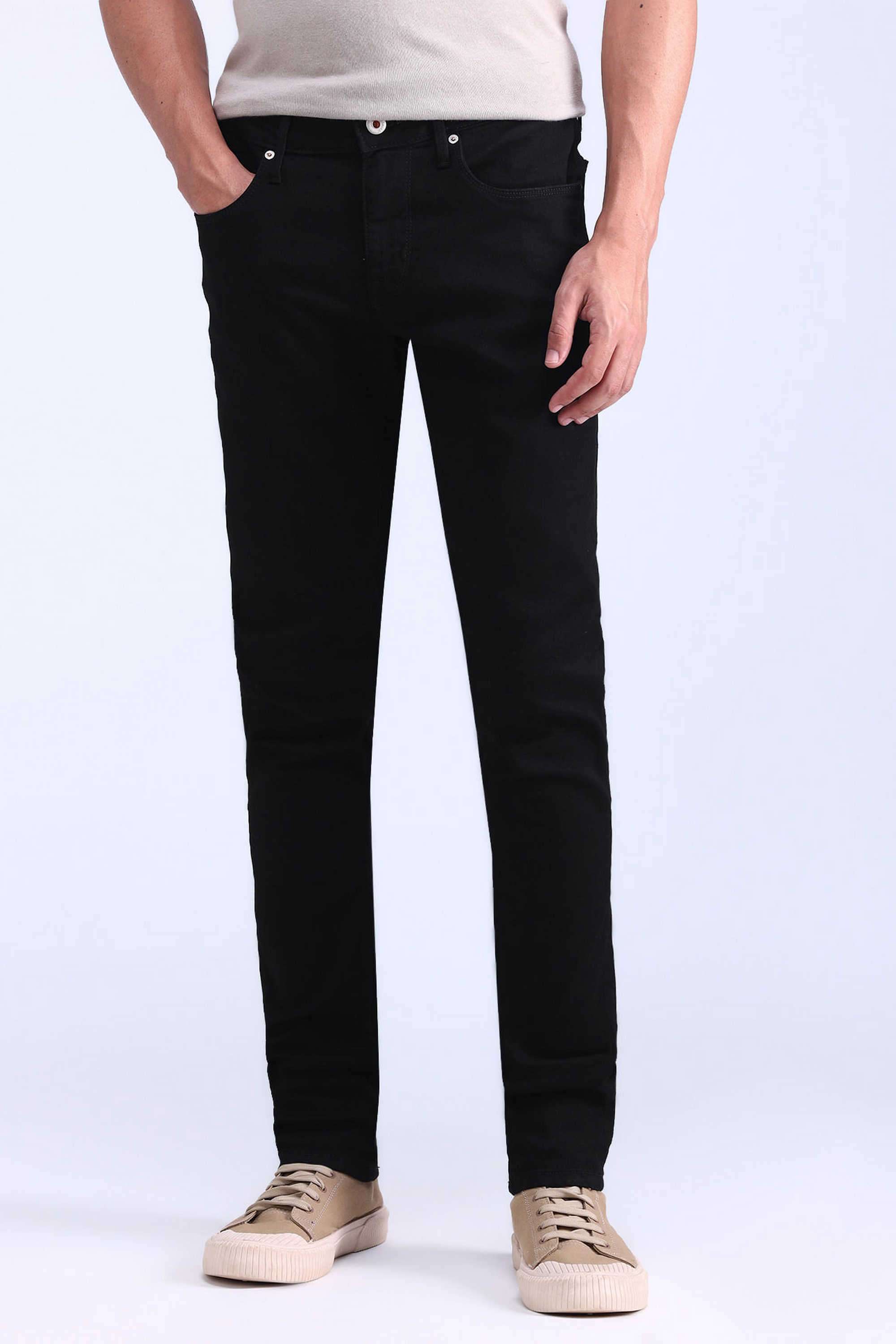 Solid-Polyester-Blend-Skinny-Fit-Men-s-Jeans