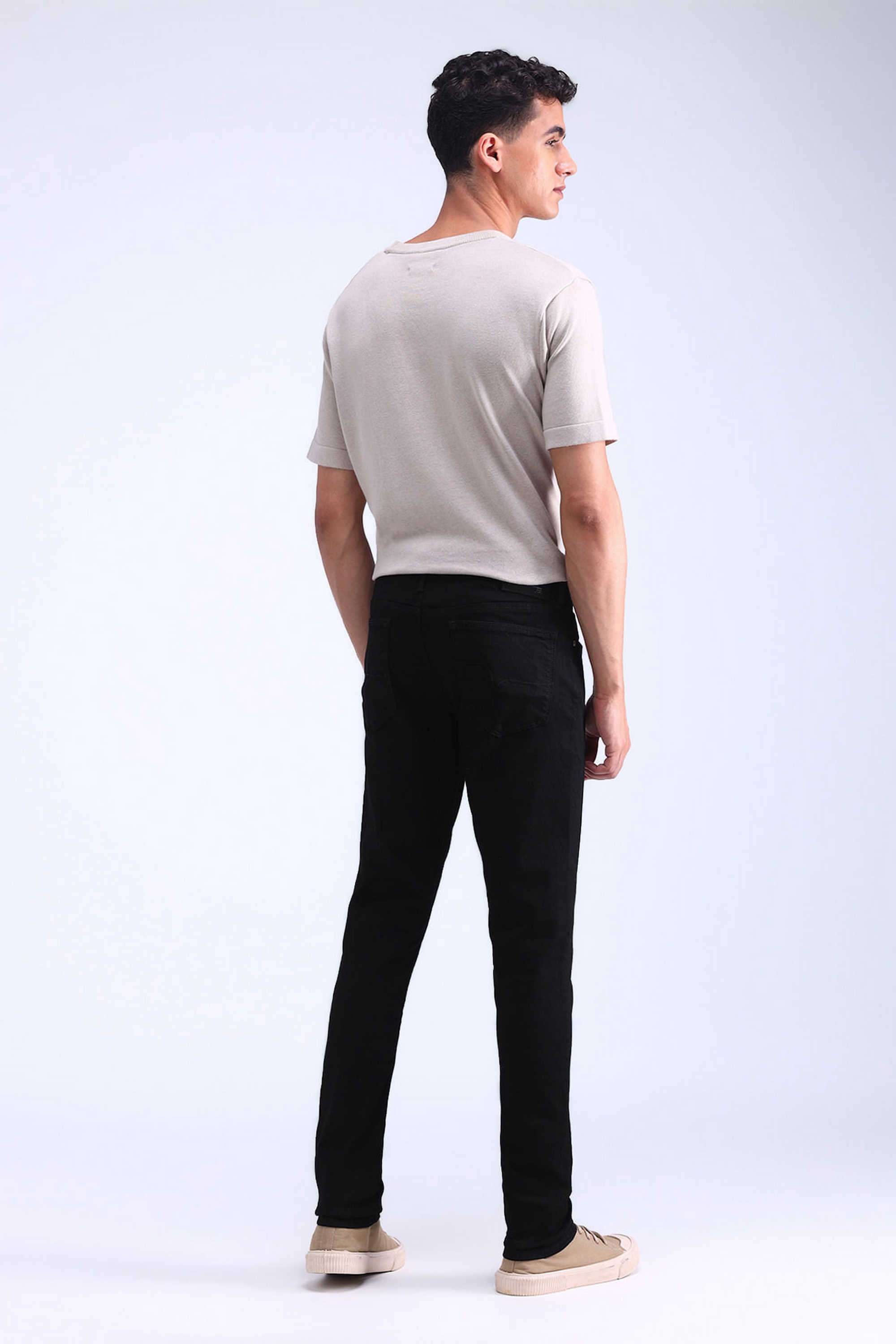 Solid-Polyester-Blend-Skinny-Fit-Men-s-Jeans