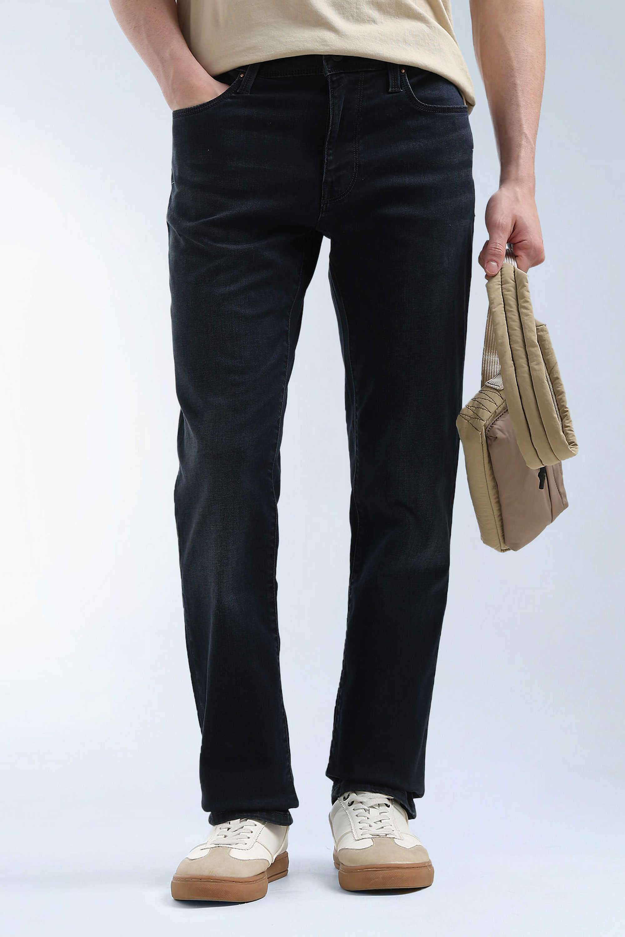 Solid-Cotton-Straight-Fit-Men-s-Jeans