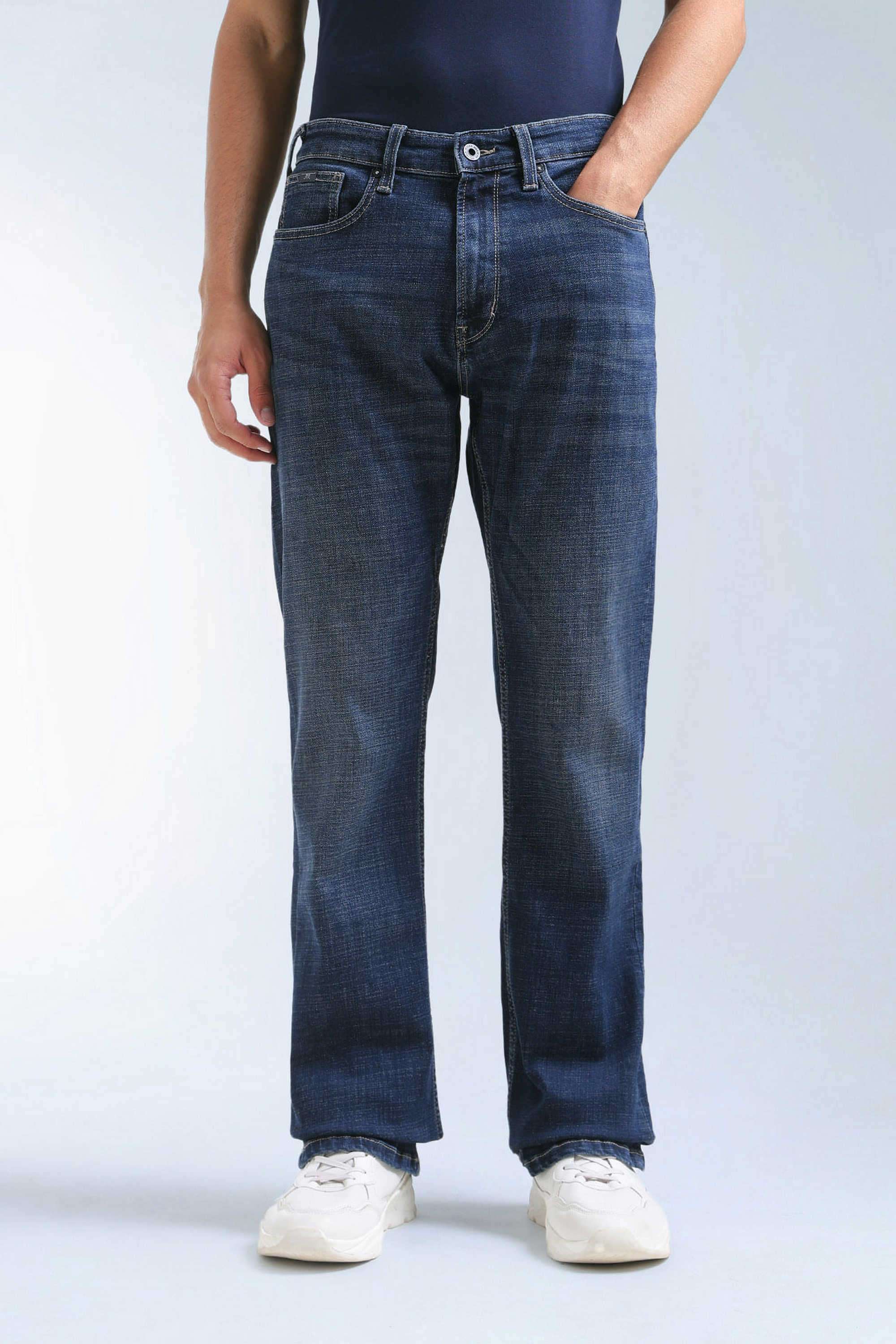 Solid-Cotton-Stretch-Bootcut-Fit-Men-s-Jeans