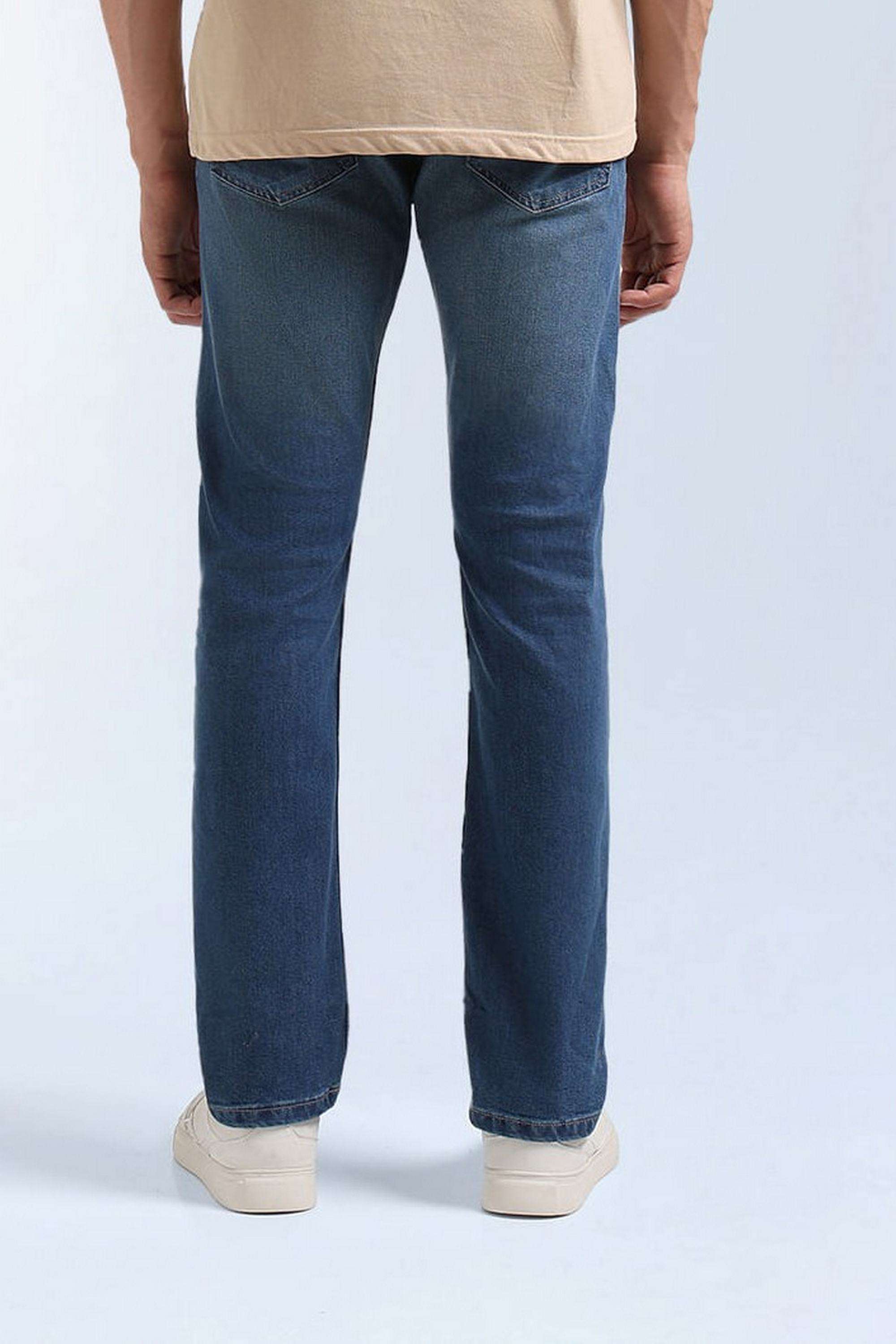 Solid-Polyester-Cotton-Straight-Fit-Men-s-Jeans