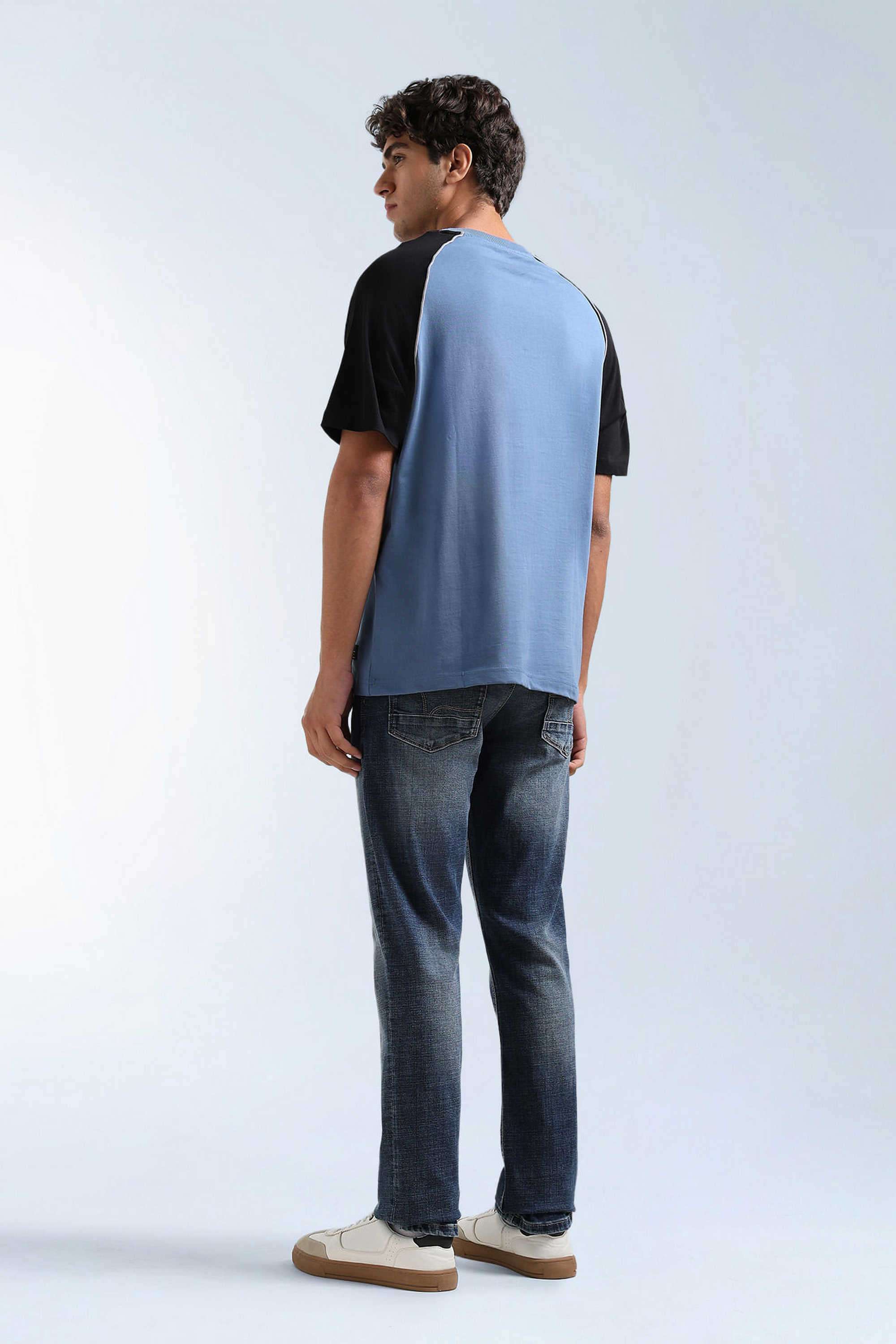 Solid-Polyester-Blend-Straight-Fit-Men-s-Jeans