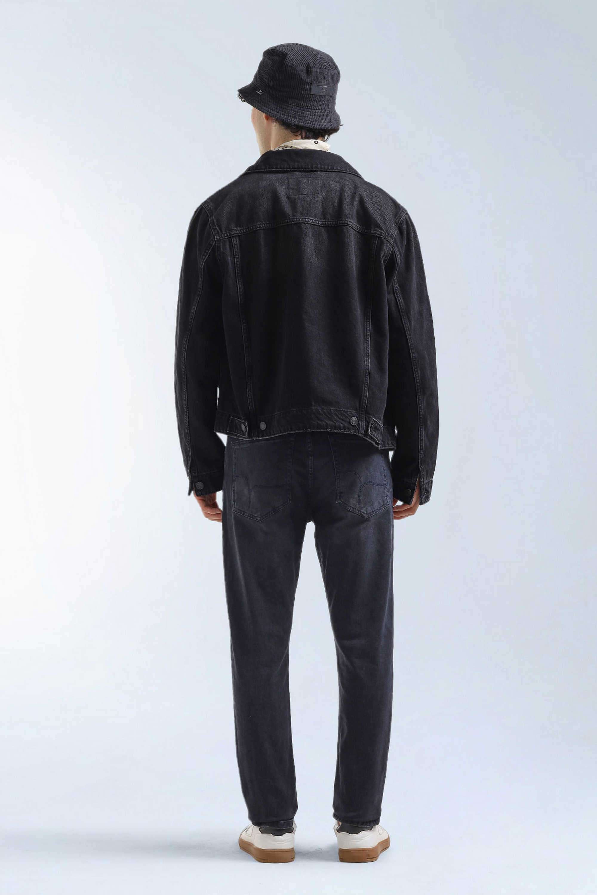 Solid-Cotton-Blend-Tapered-Fit-Men-s-Jeans