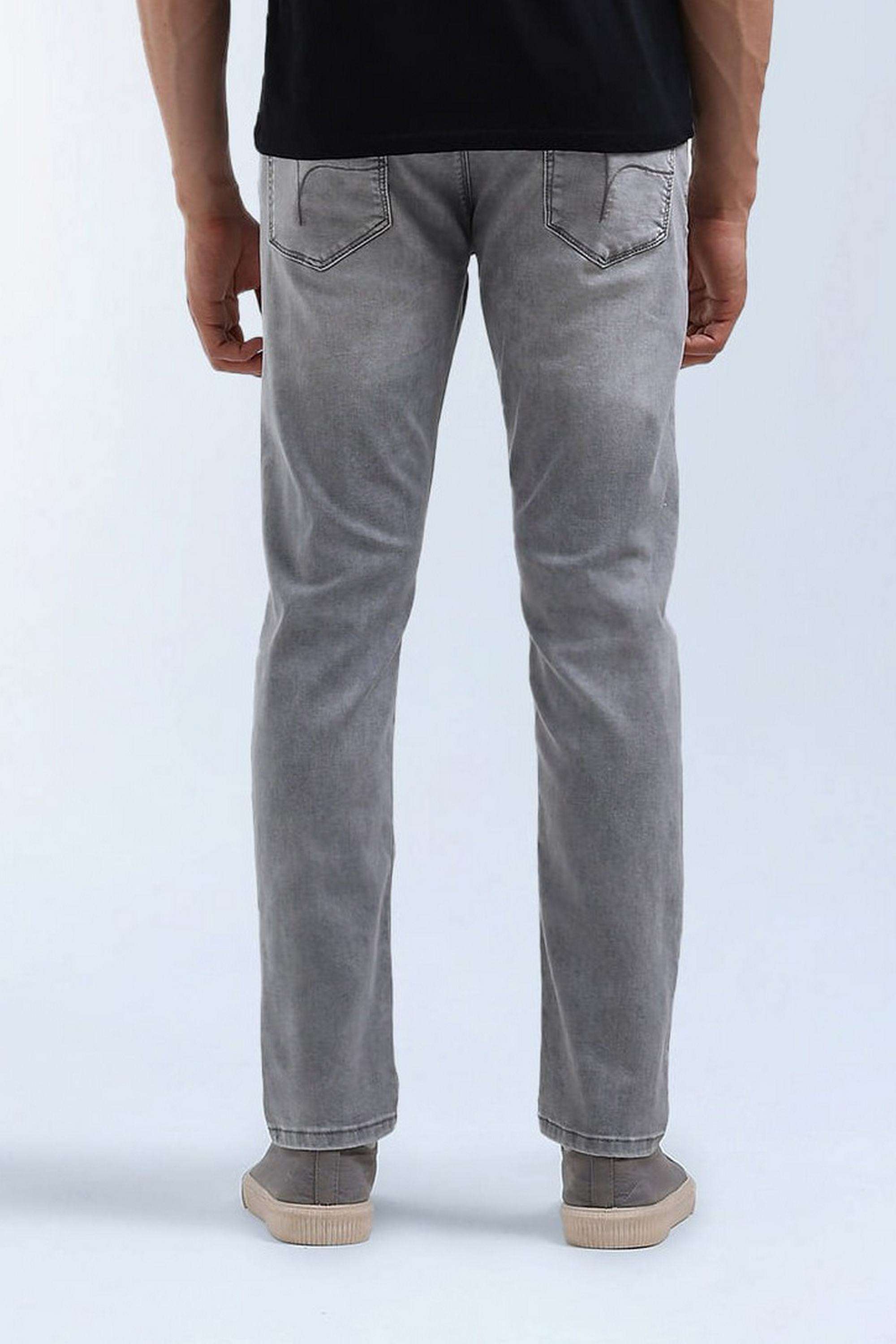 Solid-Polyester-Cotton-Tapered-Fit-Men-s-Jeans
