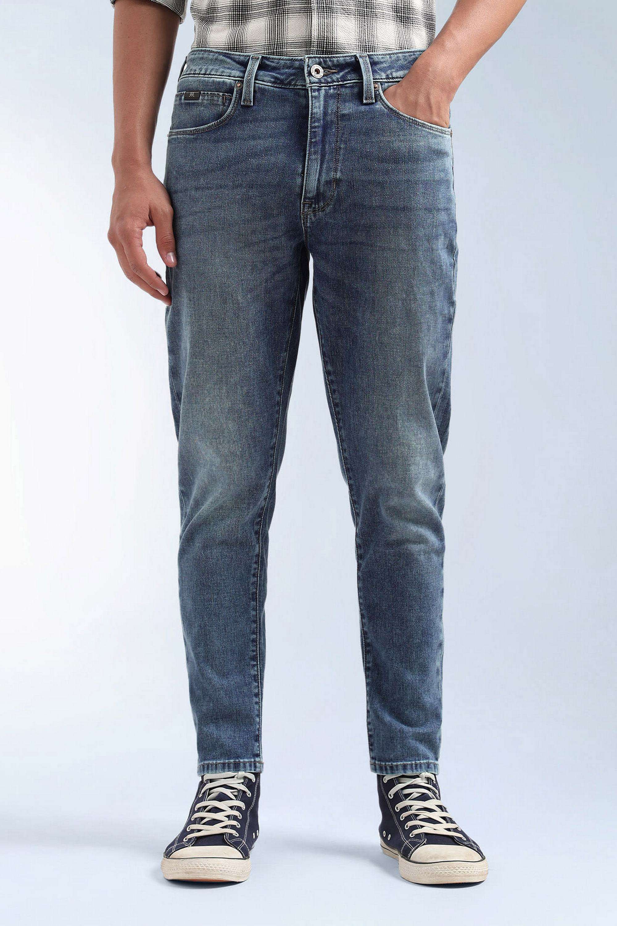 Solid-Cotton-Stretch-Tapered-Fit-Men-s-Jeans