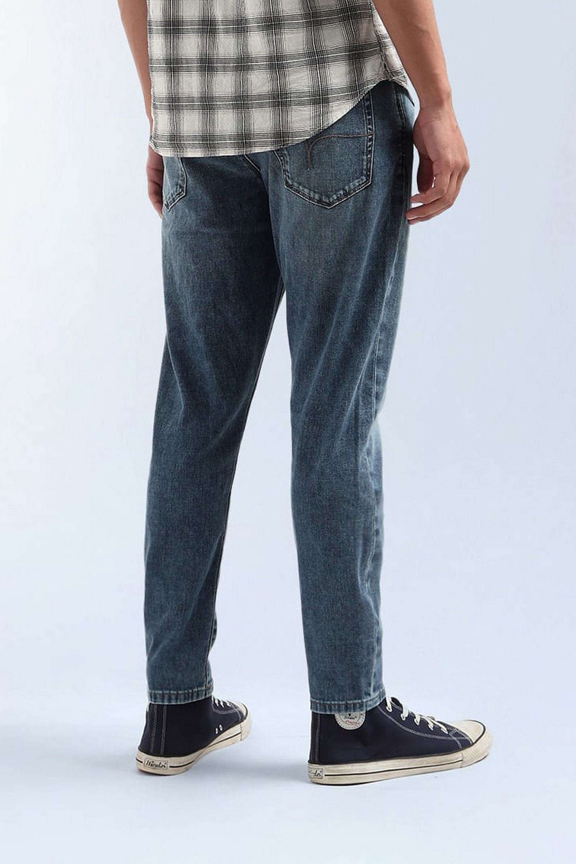 Solid-Cotton-Stretch-Tapered-Fit-Men-s-Jeans